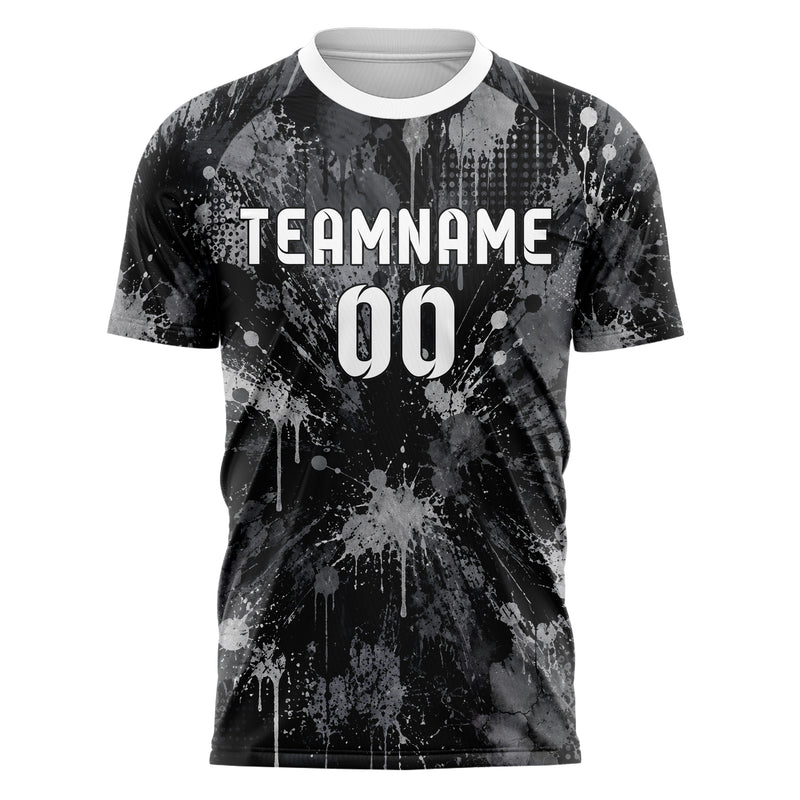 Schwarz klassisches Graffiti Drip Paint Design 03-0252 individuelles Fußballtrikot front
