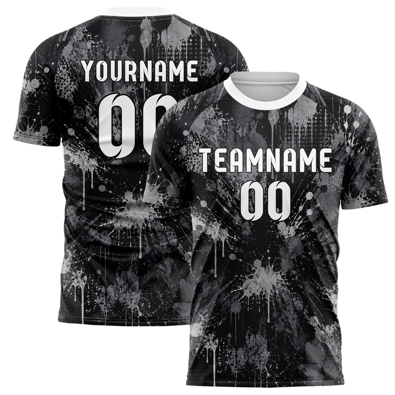 Schwarz klassisches Graffiti Drip Paint Design 03-0252 individuelles Fußballtrikot main