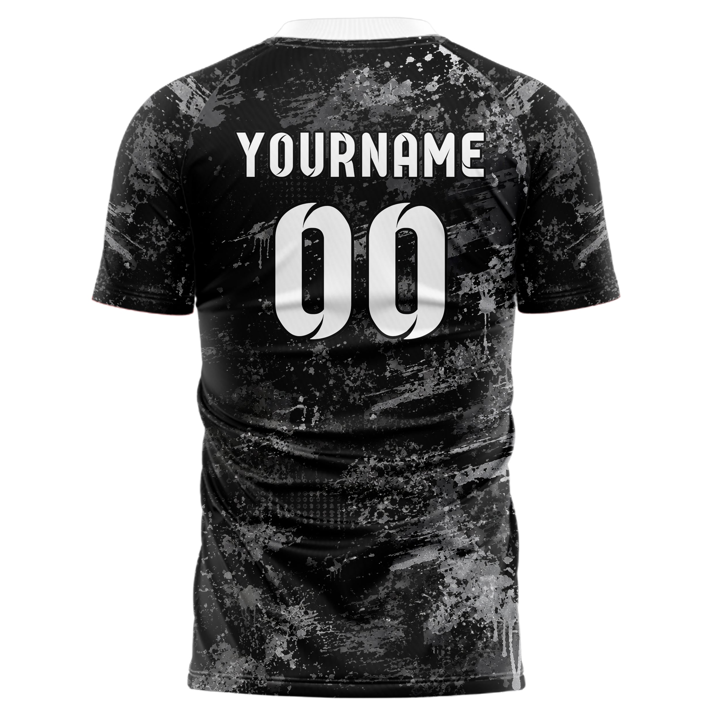 Schwarz klassisches Graffiti Grunge Smear Design 03-0297 individuelles Fußballtrikot back