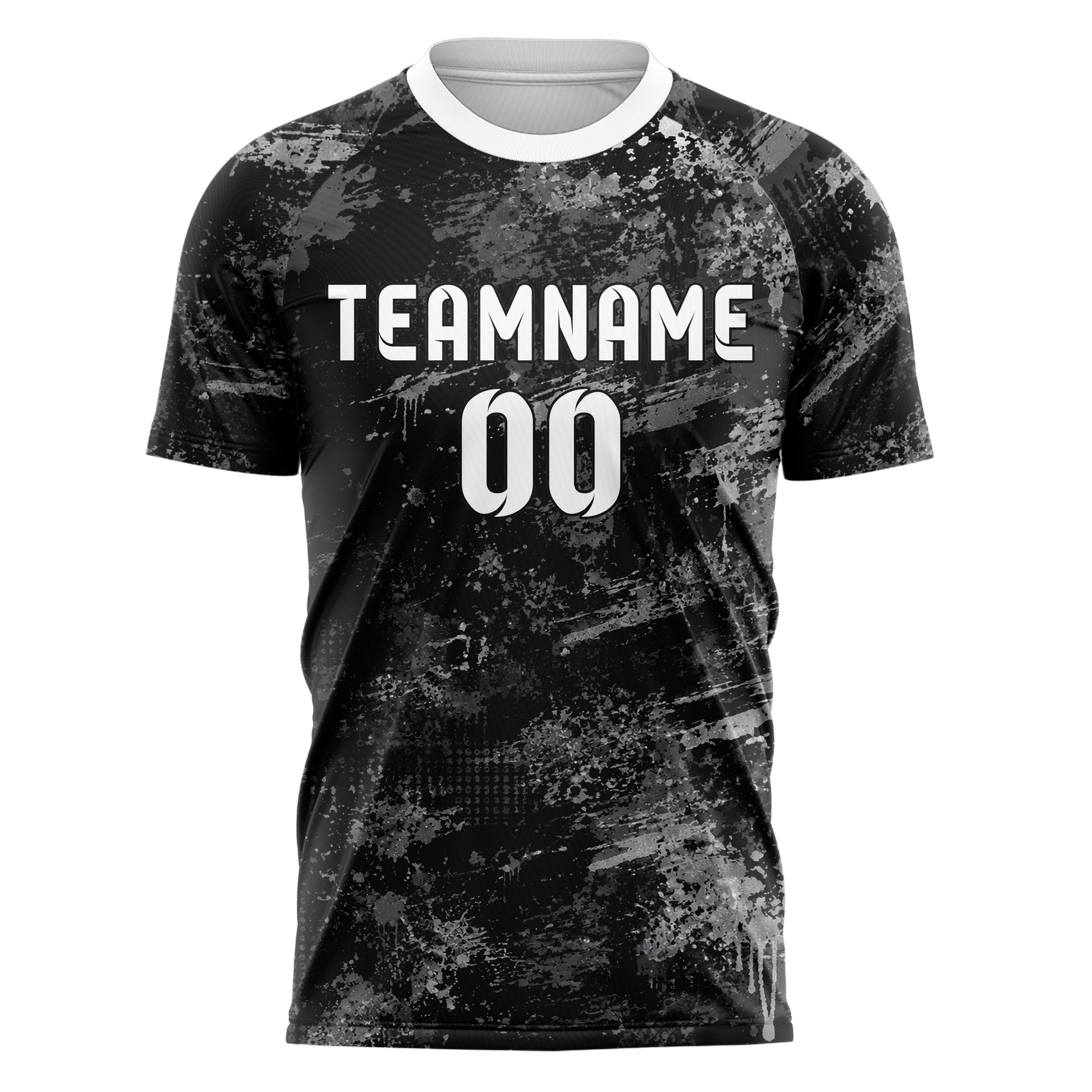 Schwarz klassisches Graffiti Grunge Smear Design 03-0297 individuelles Fußballtrikot front