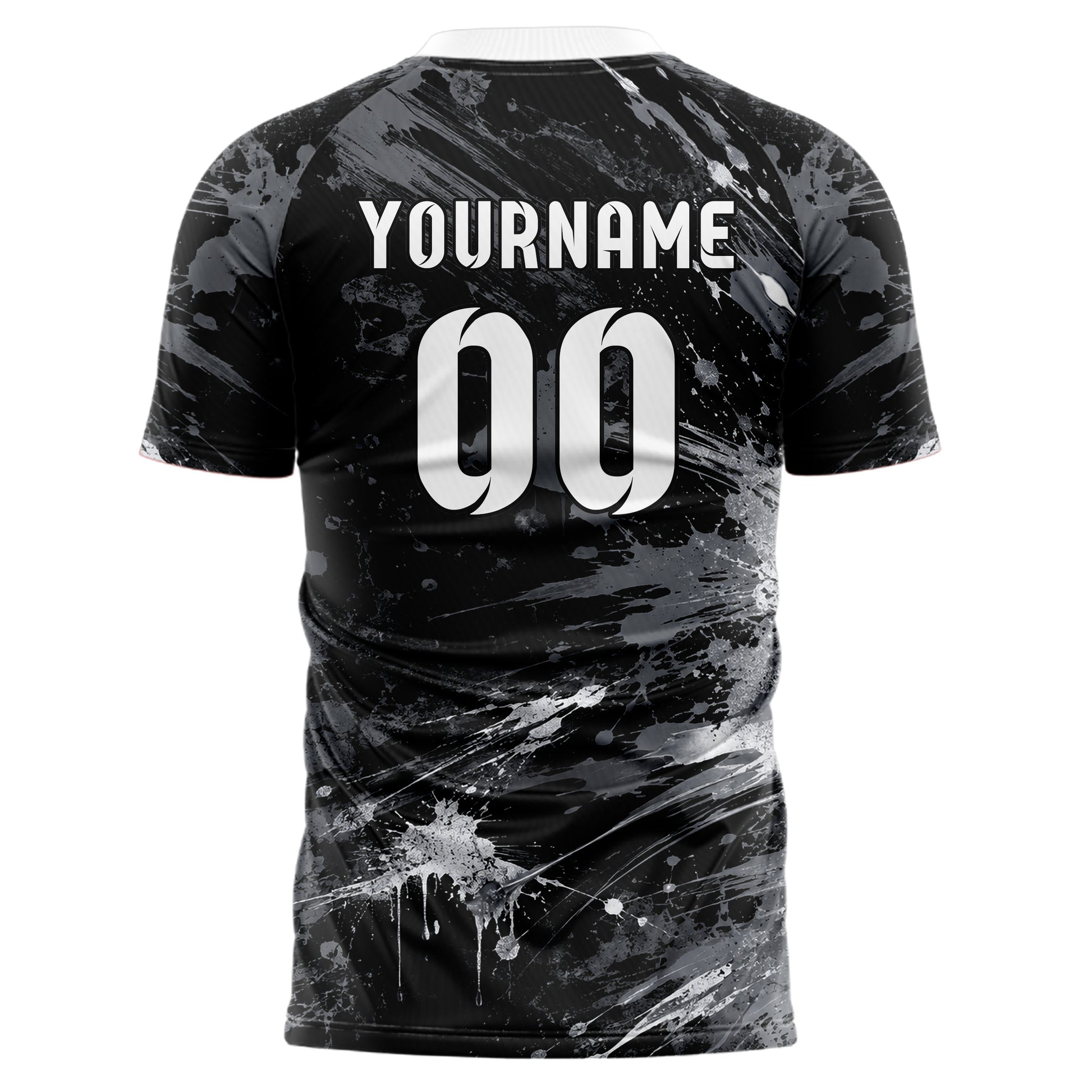 Schwarz klassisches Graffiti Ink Splash Design 03-0285 individuelles Fußballtrikot back