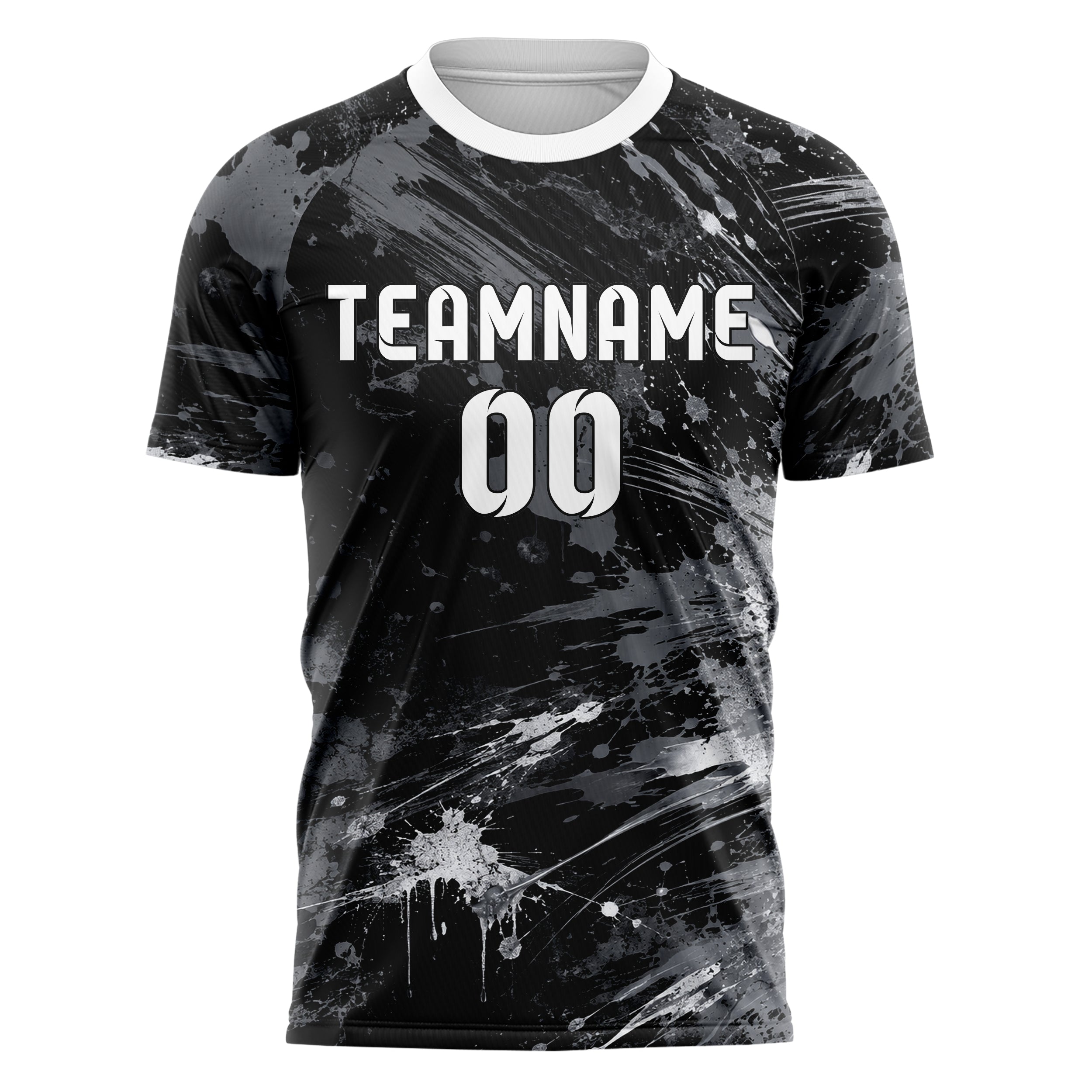 Schwarz klassisches Graffiti Ink Splash Design 03-0285 individuelles Fußballtrikot front