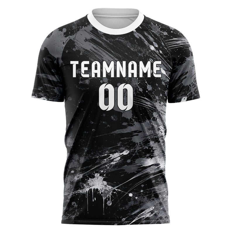Schwarz klassisches Graffiti Ink Splash Design 03-0285 individuelles Fußballtrikot front