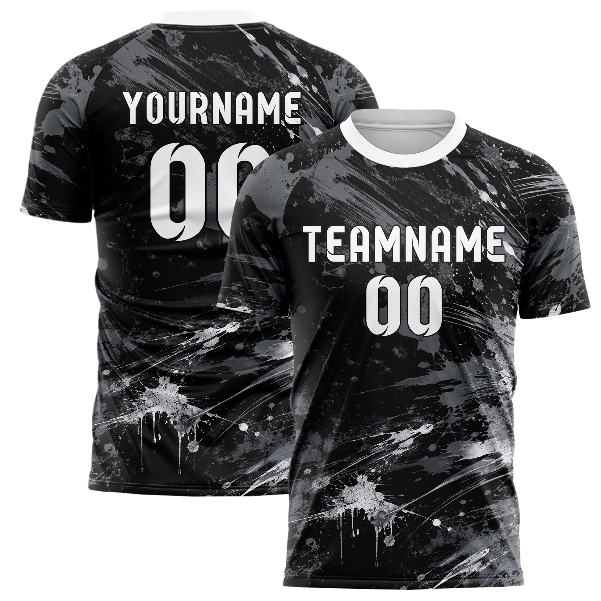 Schwarz klassisches Graffiti Ink Splash Design 03-0285 individuelles Fußballtrikot main