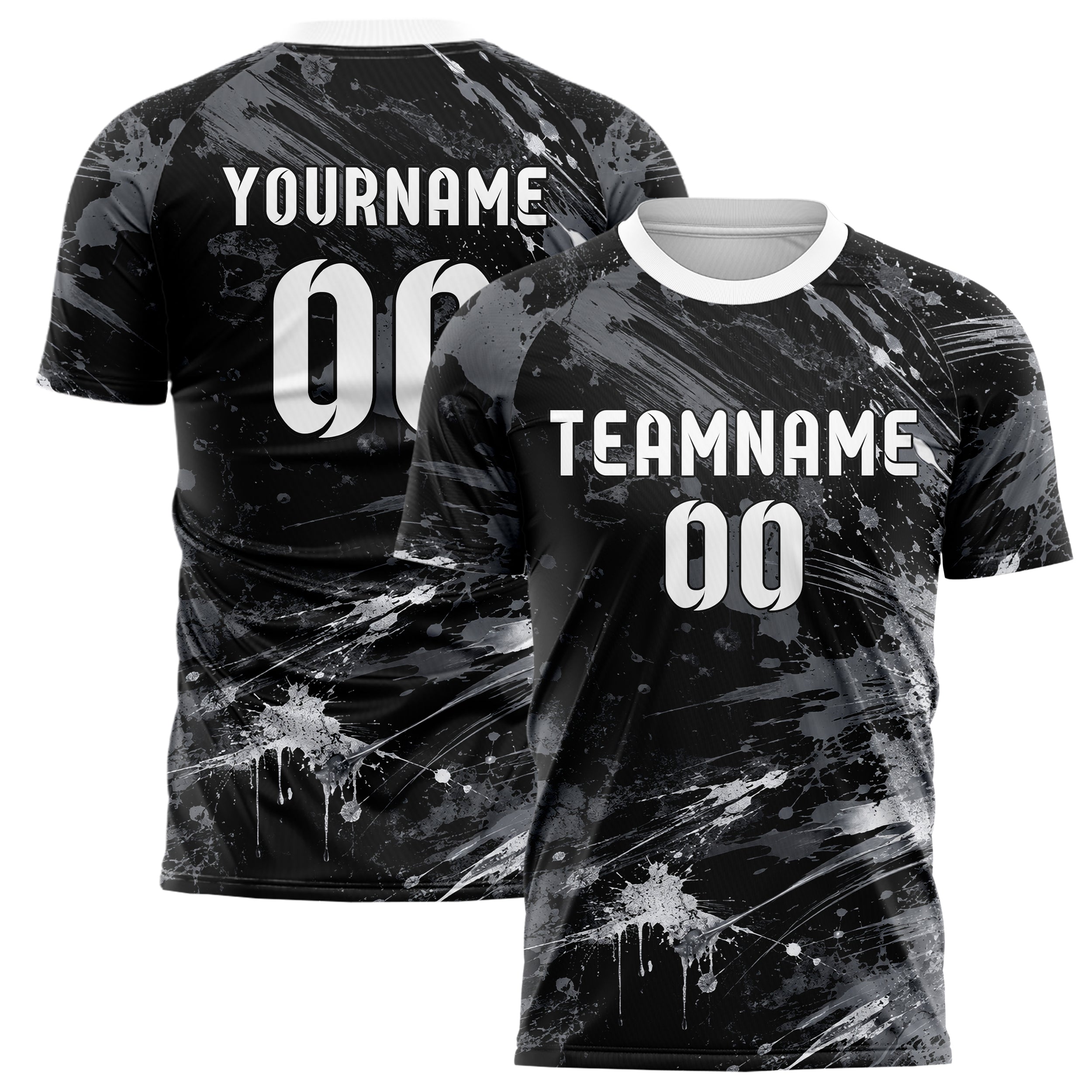 Schwarz klassisches Graffiti Ink Splash Design 03-0285 individuelles Fußballtrikot main
