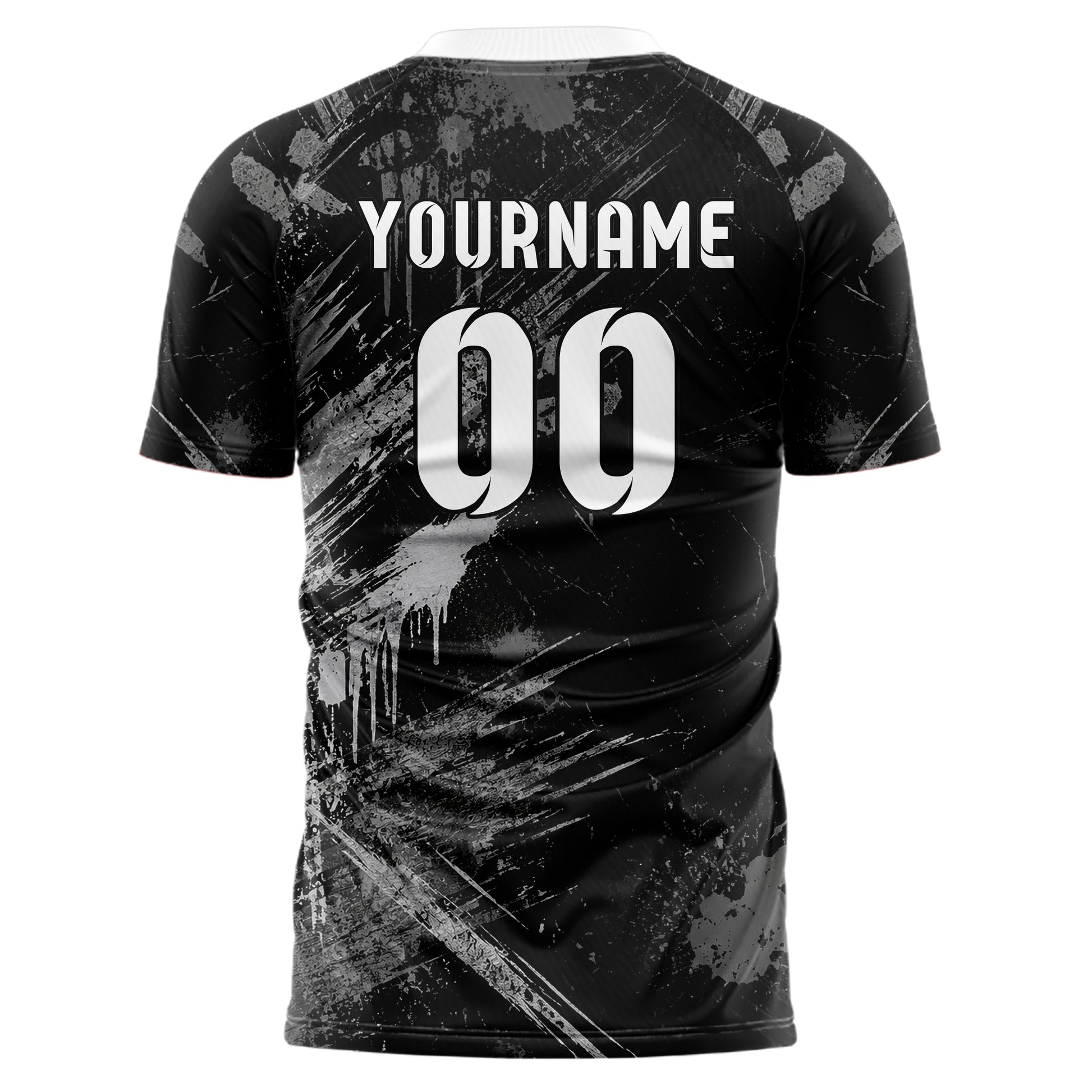 Schwarz klassisches Graffiti Scratch Marks Design 03-0102 individuelles Fußballtrikot back