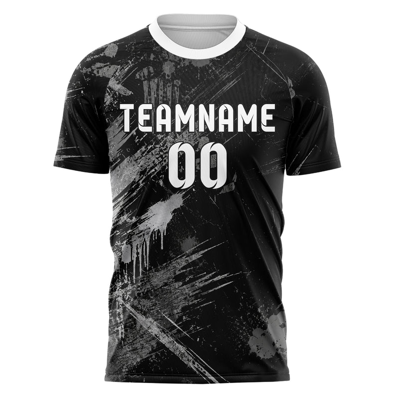 Schwarz klassisches Graffiti Scratch Marks Design 03-0102 individuelles Fußballtrikot front