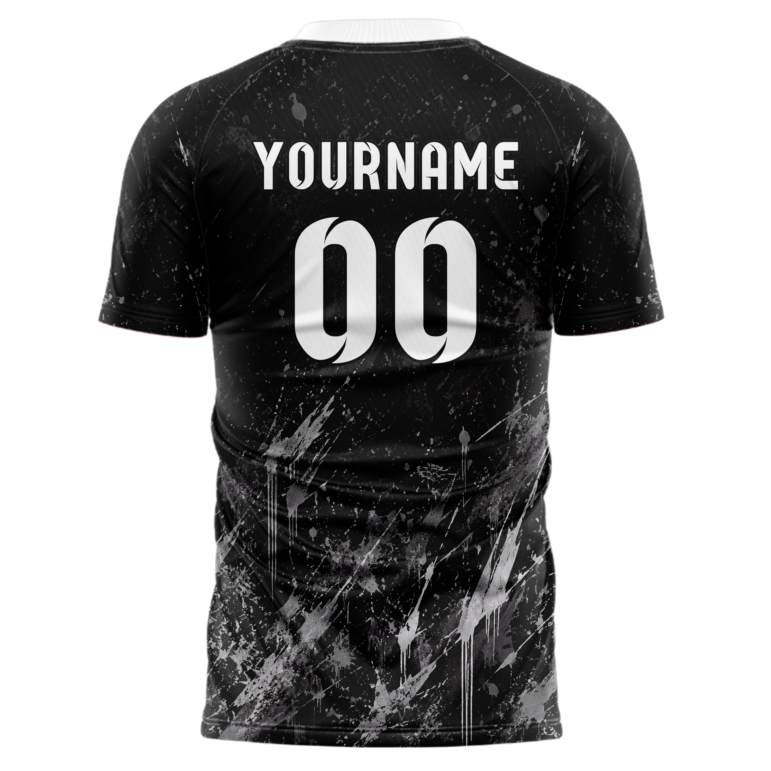 Schwarz klassisches Graffiti Scratch Marks Design 03-0294 individuelles Fußballtrikot back