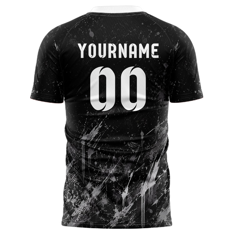 Schwarz klassisches Graffiti Scratch Marks Design 03-0294 individuelles Fußballtrikot back