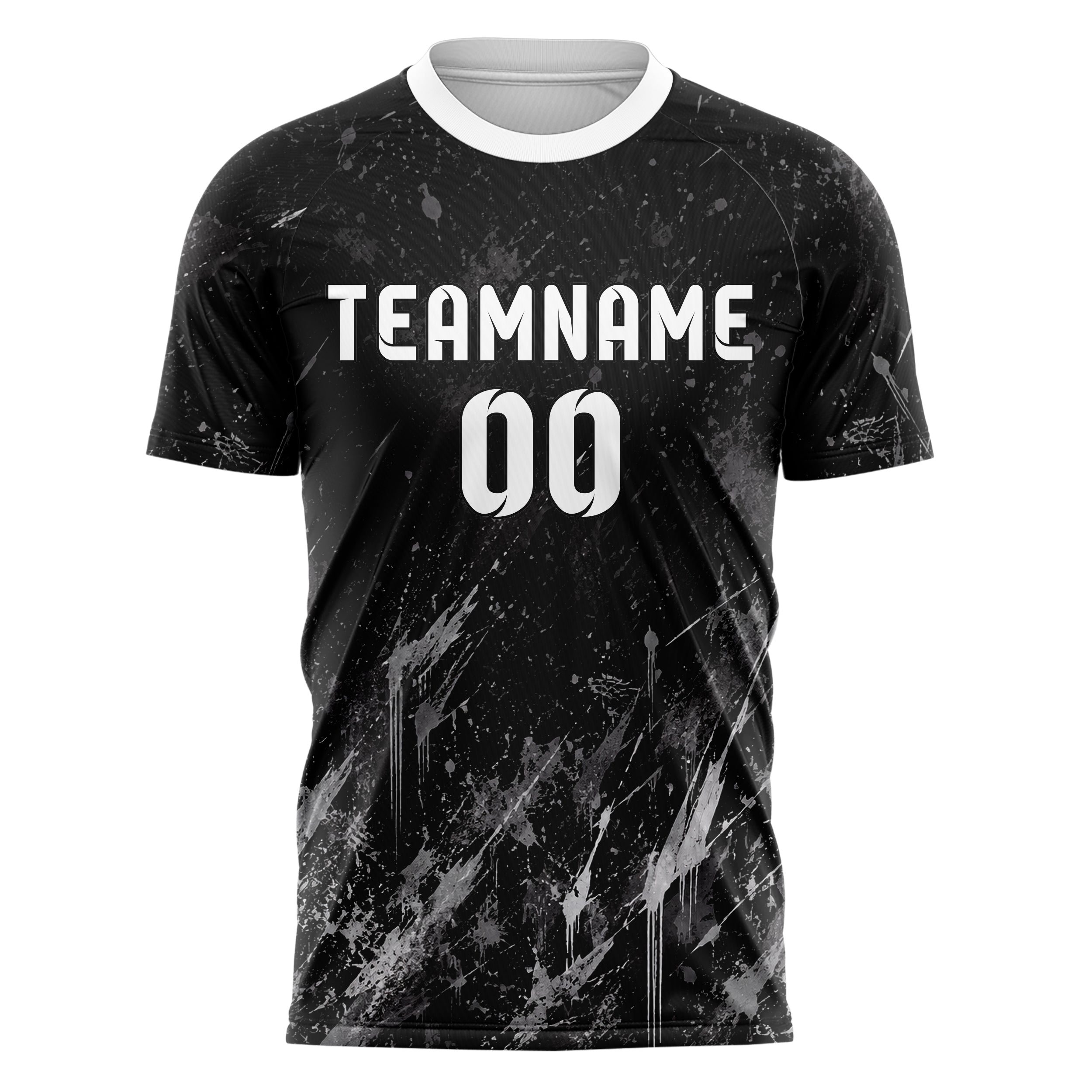Schwarz klassisches Graffiti Scratch Marks Design 03-0294 individuelles Fußballtrikot front