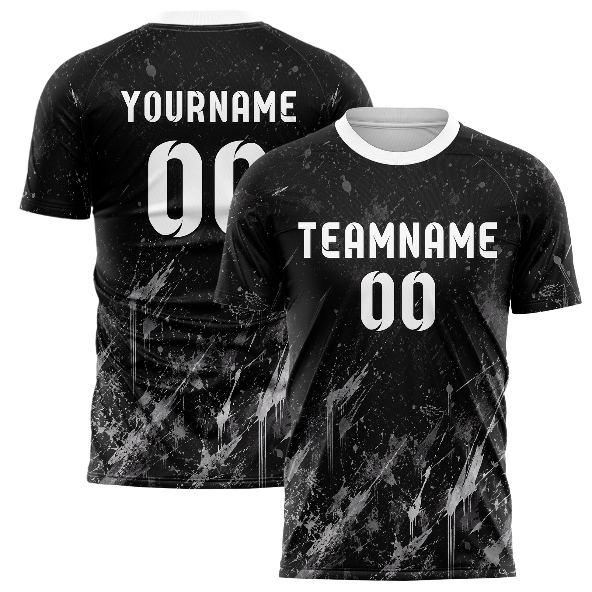 Schwarz klassisches Graffiti Scratch Marks Design 03-0294 individuelles Fußballtrikot main
