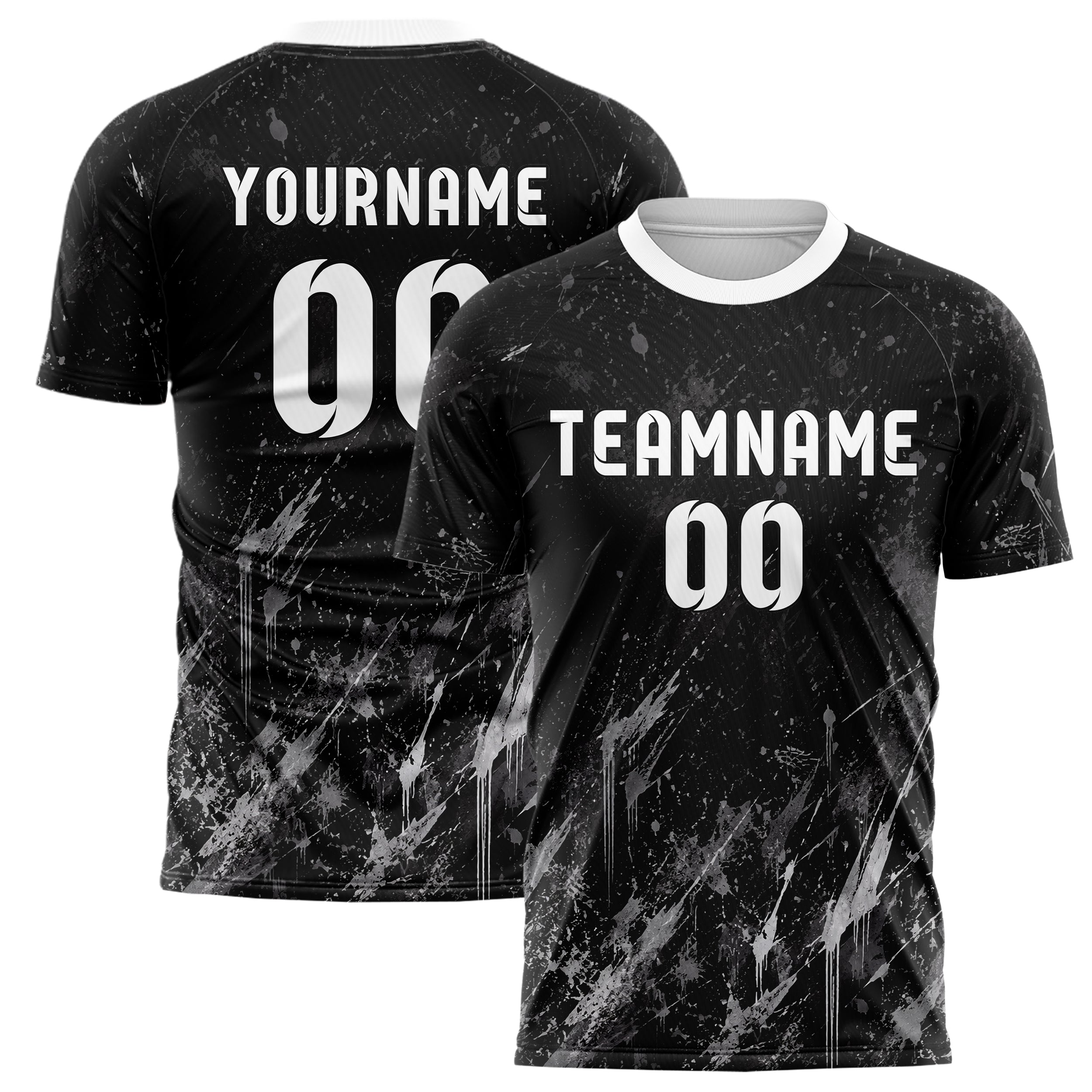 Schwarz klassisches Graffiti Scratch Marks Design 03-0294 individuelles Fußballtrikot main