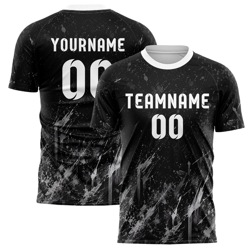 Schwarz klassisches Graffiti Scratch Marks Design 03-0294 individuelles Fußballtrikot main