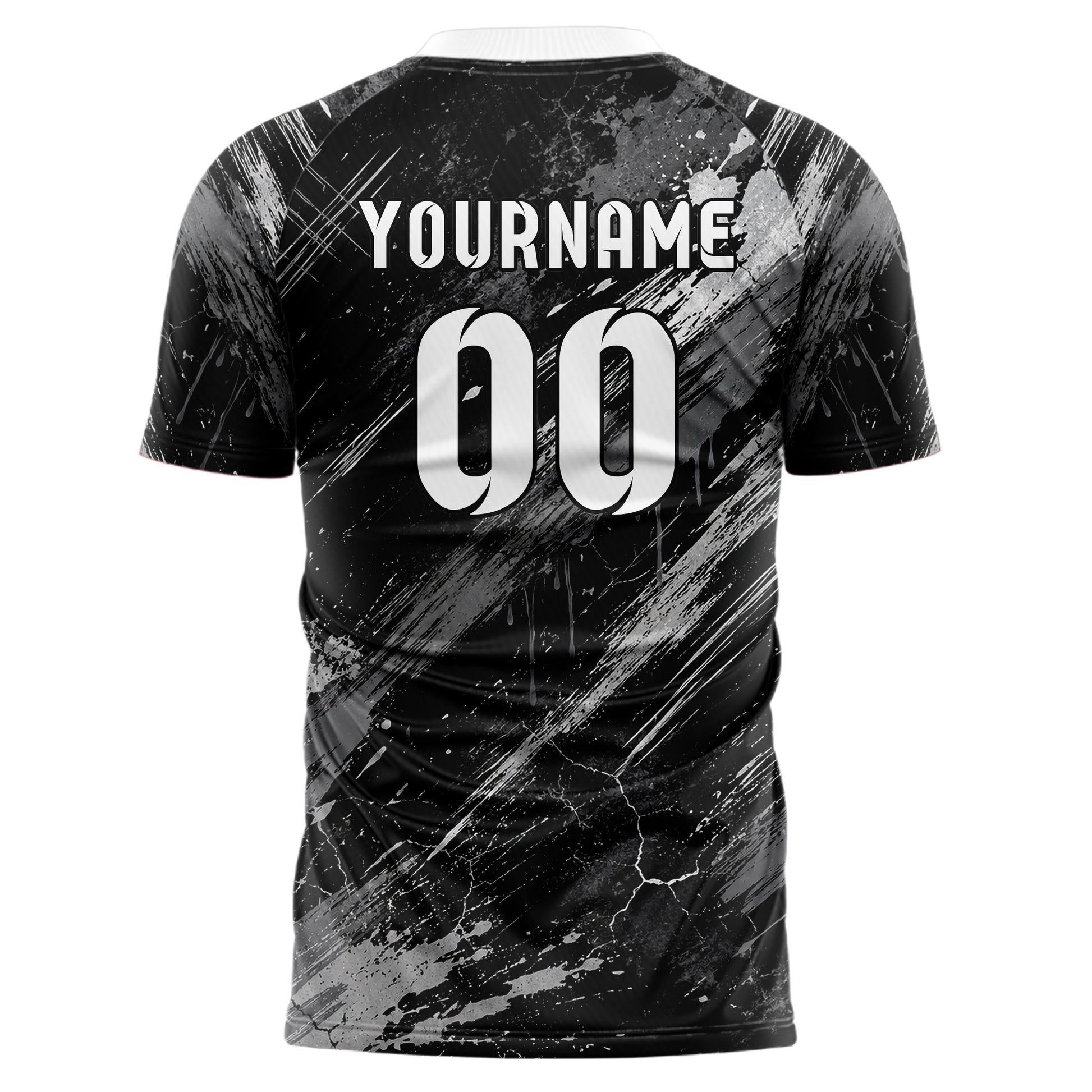 Schwarz klassisches Graffiti Scratch Marks Design 03-0318 individuelles Fußballtrikot back