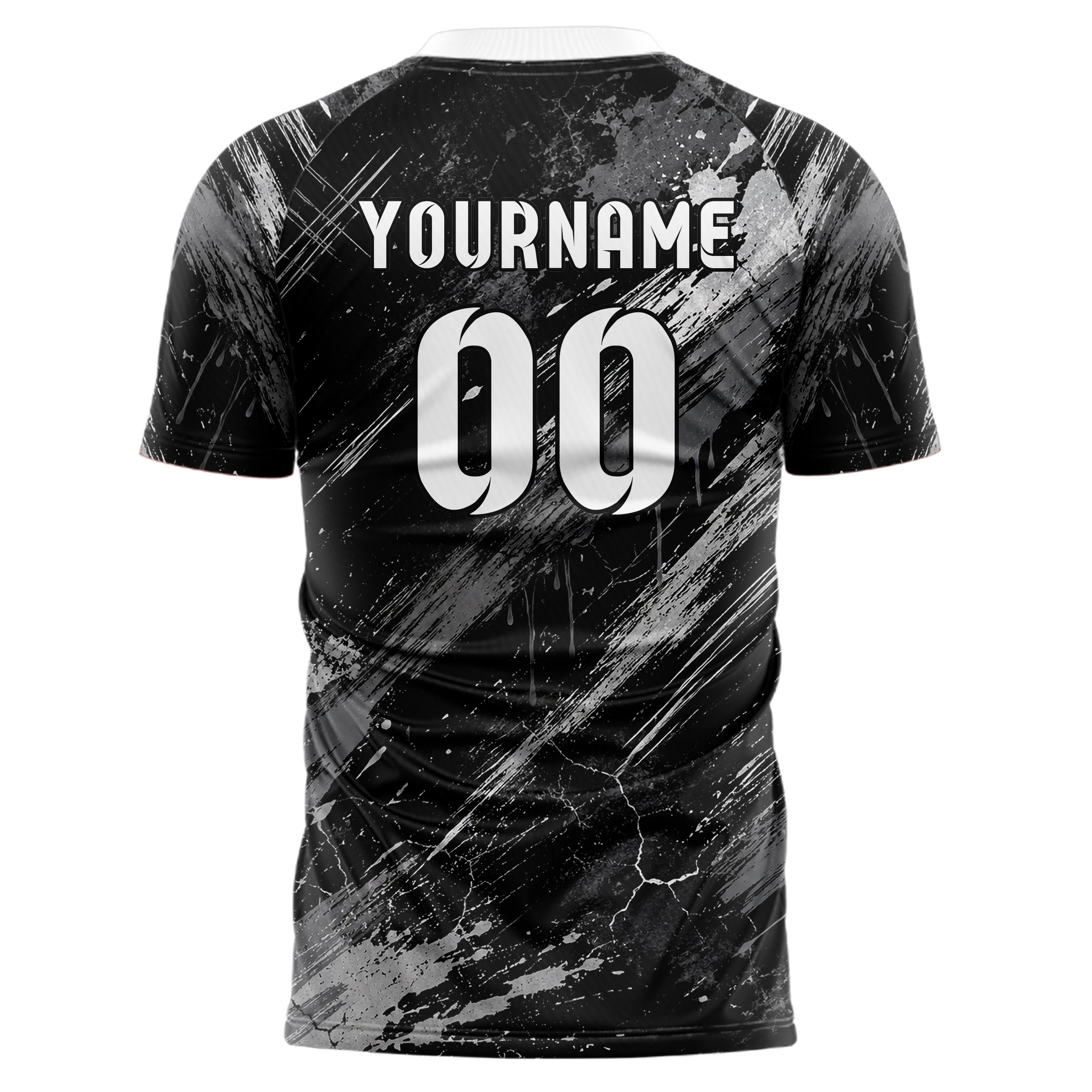 Schwarz klassisches Graffiti Scratch Marks Design 03-0318 individuelles Fußballtrikot back