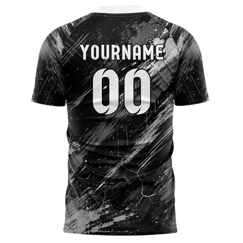 Schwarz klassisches Graffiti Scratch Marks Design 03-0318 individuelles Fußballtrikot back