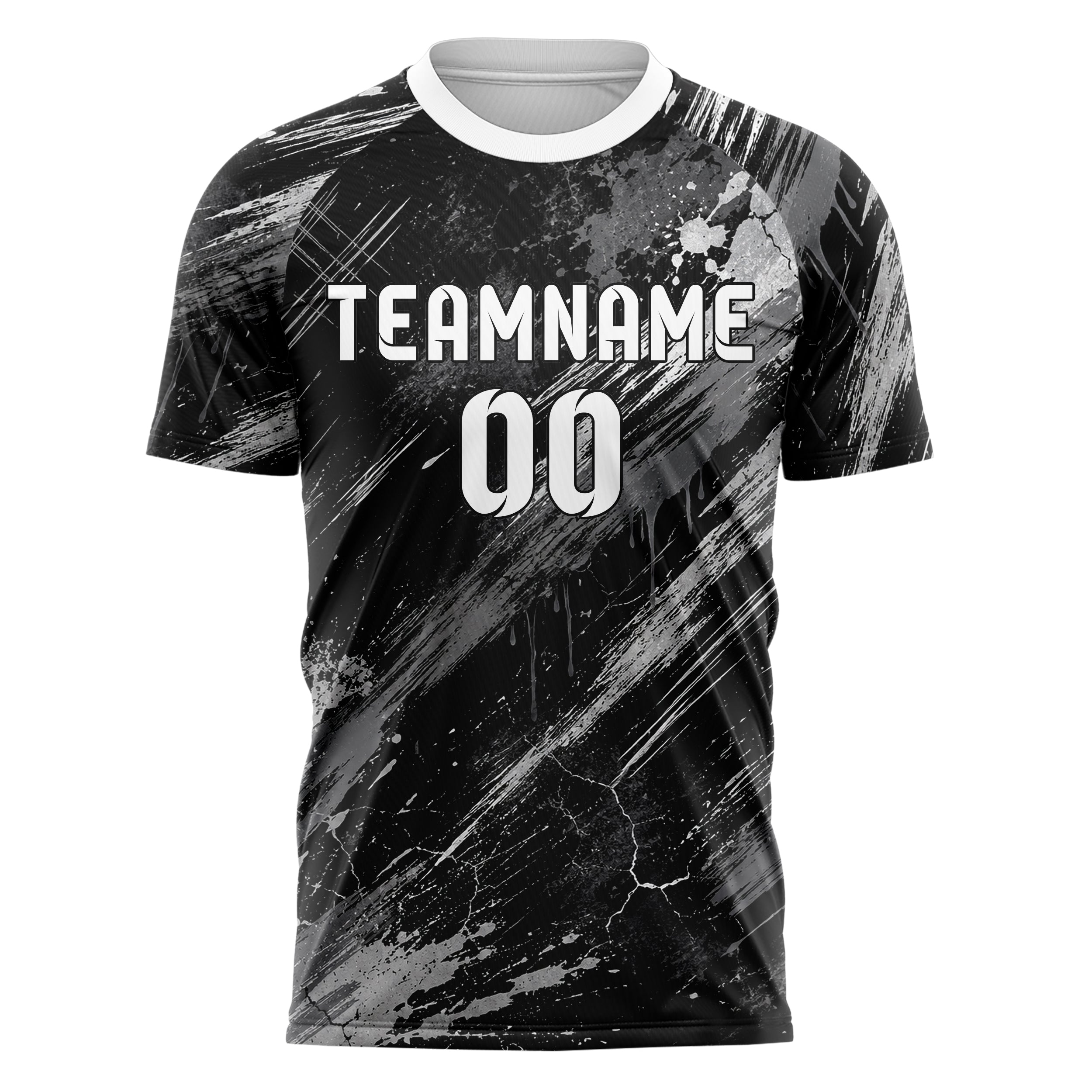 Schwarz klassisches Graffiti Scratch Marks Design 03-0318 individuelles Fußballtrikot front
