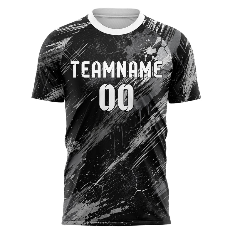 Schwarz klassisches Graffiti Scratch Marks Design 03-0318 individuelles Fußballtrikot front