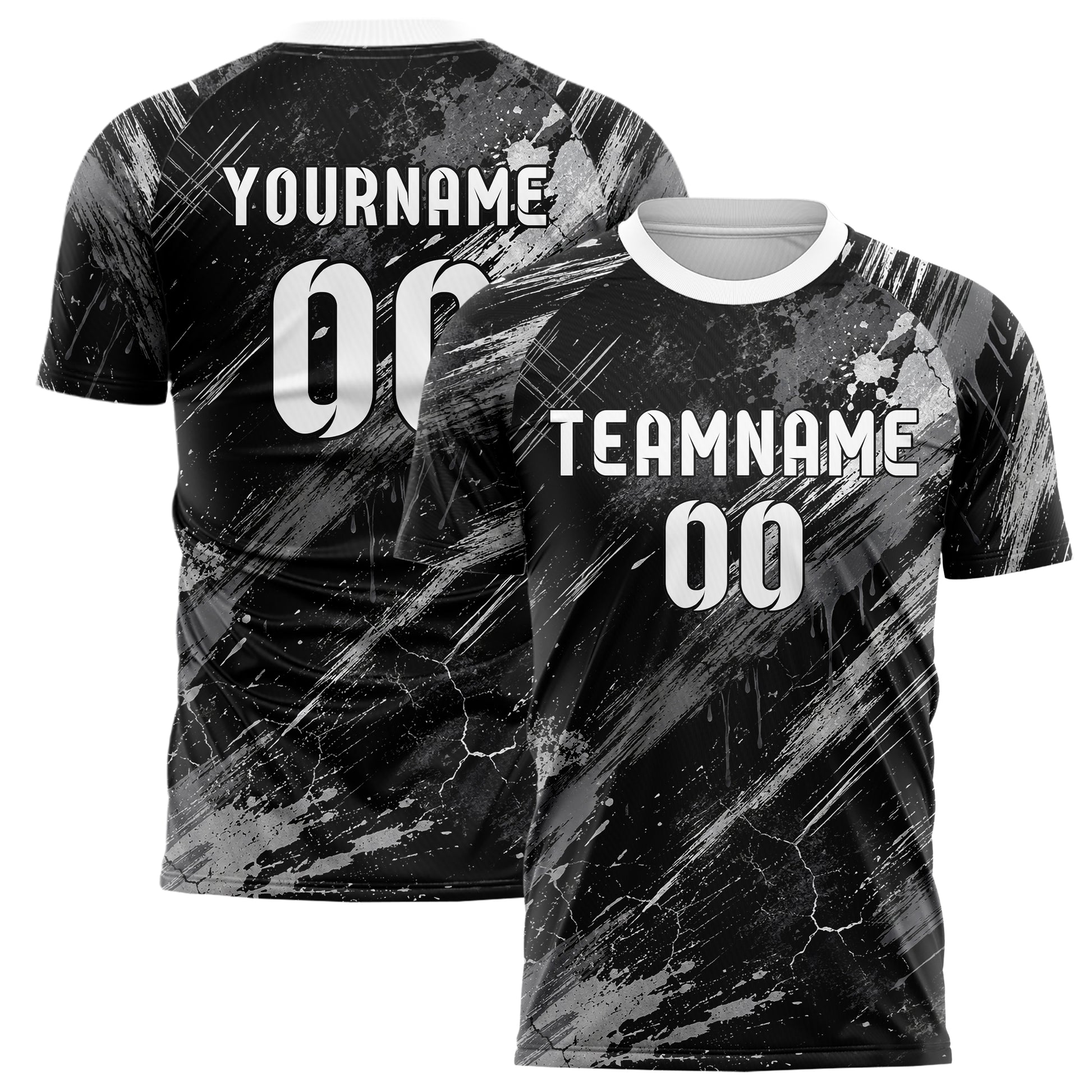 Schwarz klassisches Graffiti Scratch Marks Design 03-0318 individuelles Fußballtrikot main