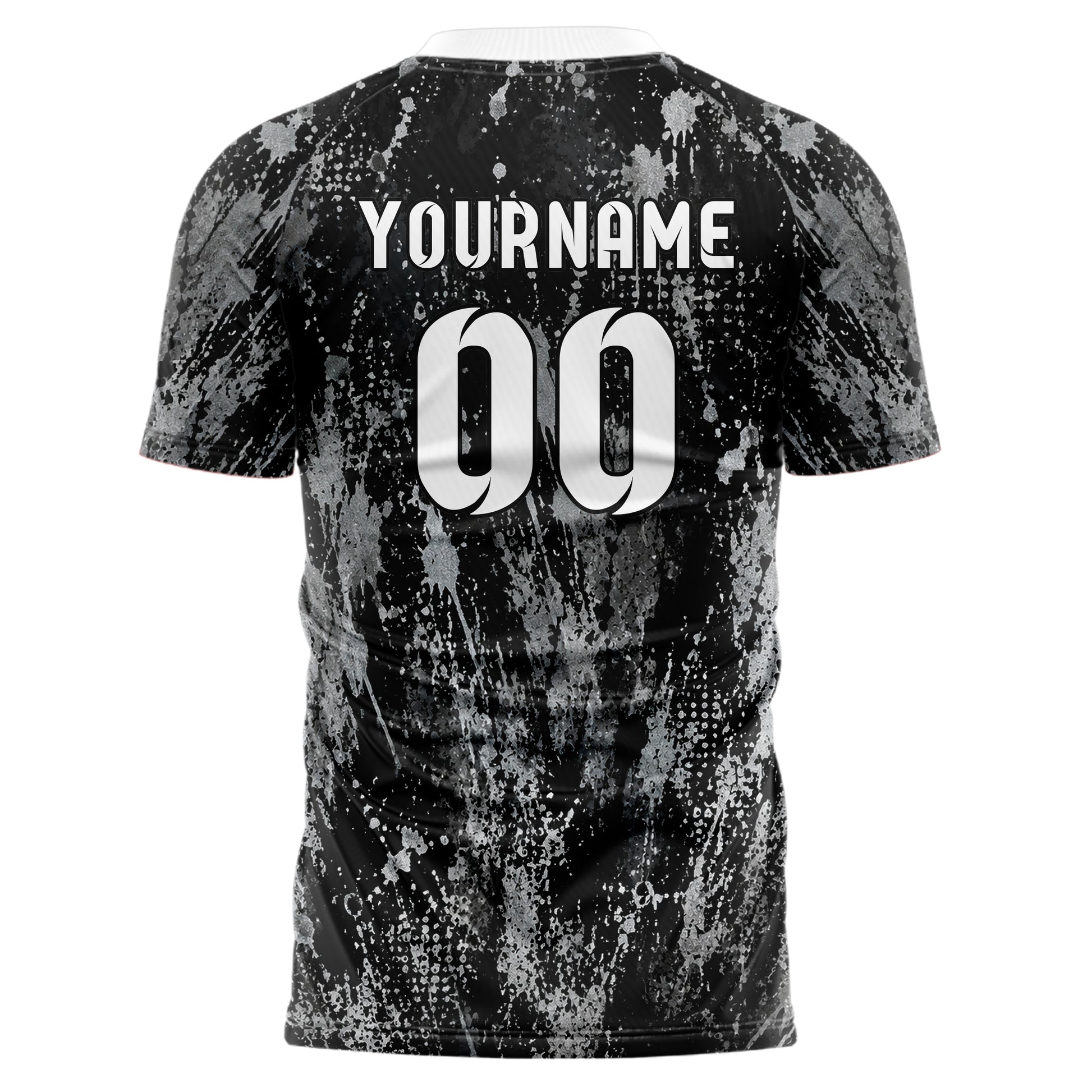 Schwarz klassisches Graffiti Spray Splatter Design 03-0240 individuelles Fußballtrikot back