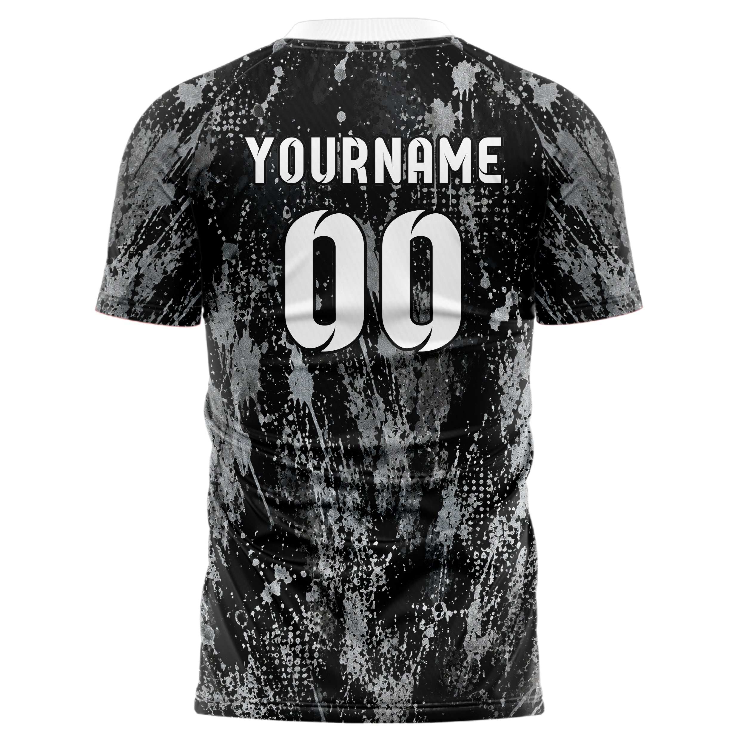 Schwarz klassisches Graffiti Spray Splatter Design 03-0240 individuelles Fußballtrikot back