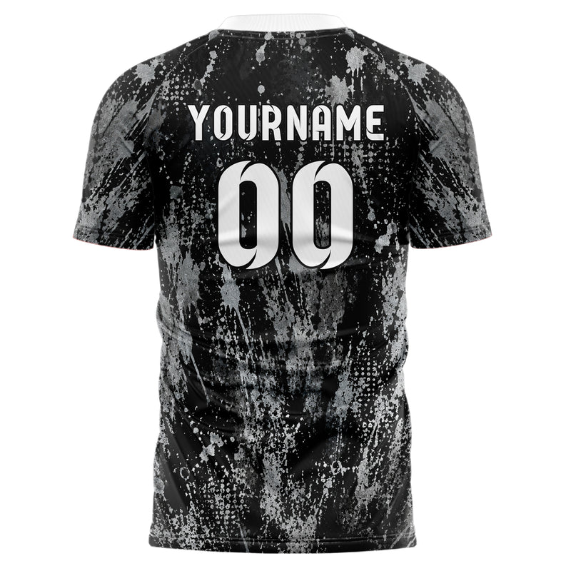 Schwarz klassisches Graffiti Spray Splatter Design 03-0240 individuelles Fußballtrikot back