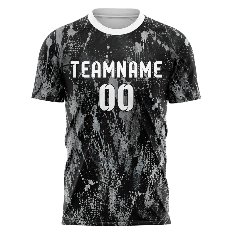 Schwarz klassisches Graffiti Spray Splatter Design 03-0240 individuelles Fußballtrikot front