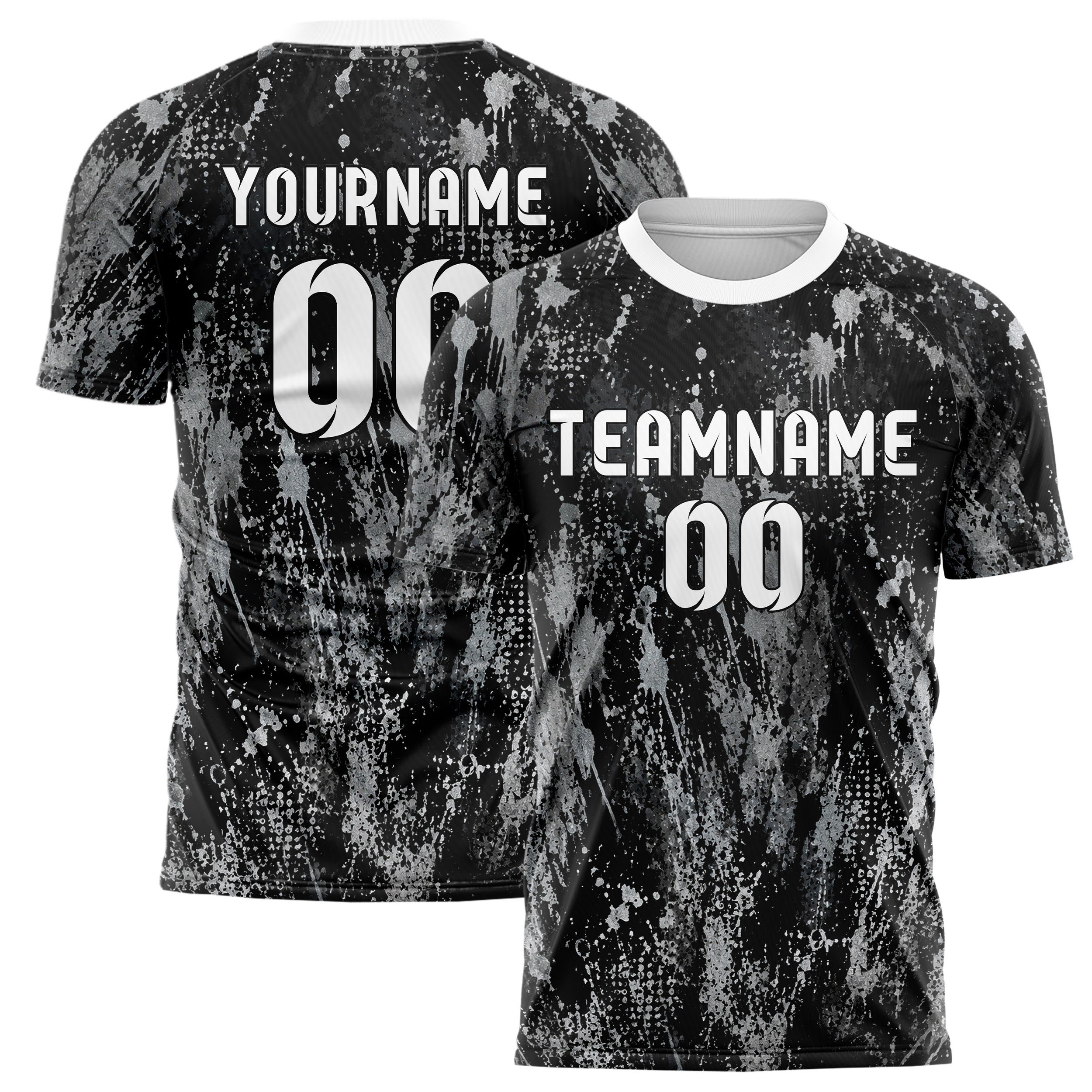 Schwarz klassisches Graffiti Spray Splatter Design 03-0240 individuelles Fußballtrikot main