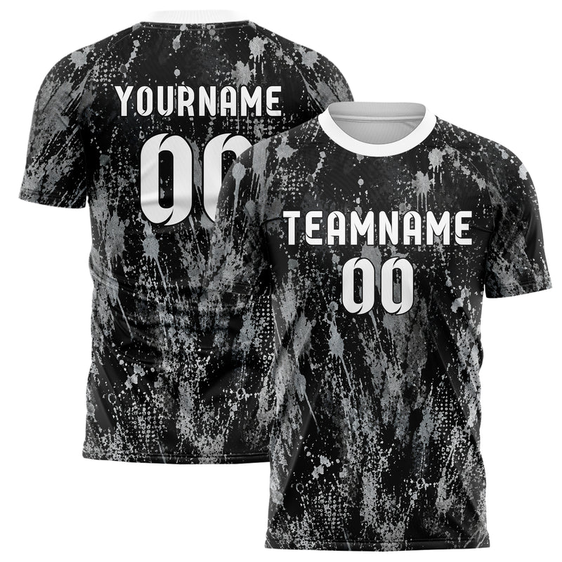Schwarz klassisches Graffiti Spray Splatter Design 03-0240 individuelles Fußballtrikot main