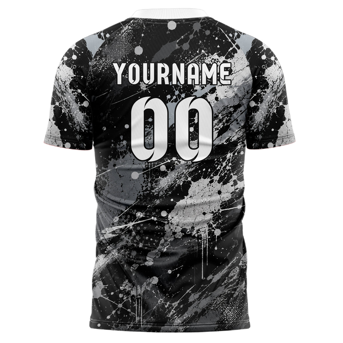 Schwarz klassisches Graffiti Spray Splatter Design 03-0336 individuelles Fußballtrikot back