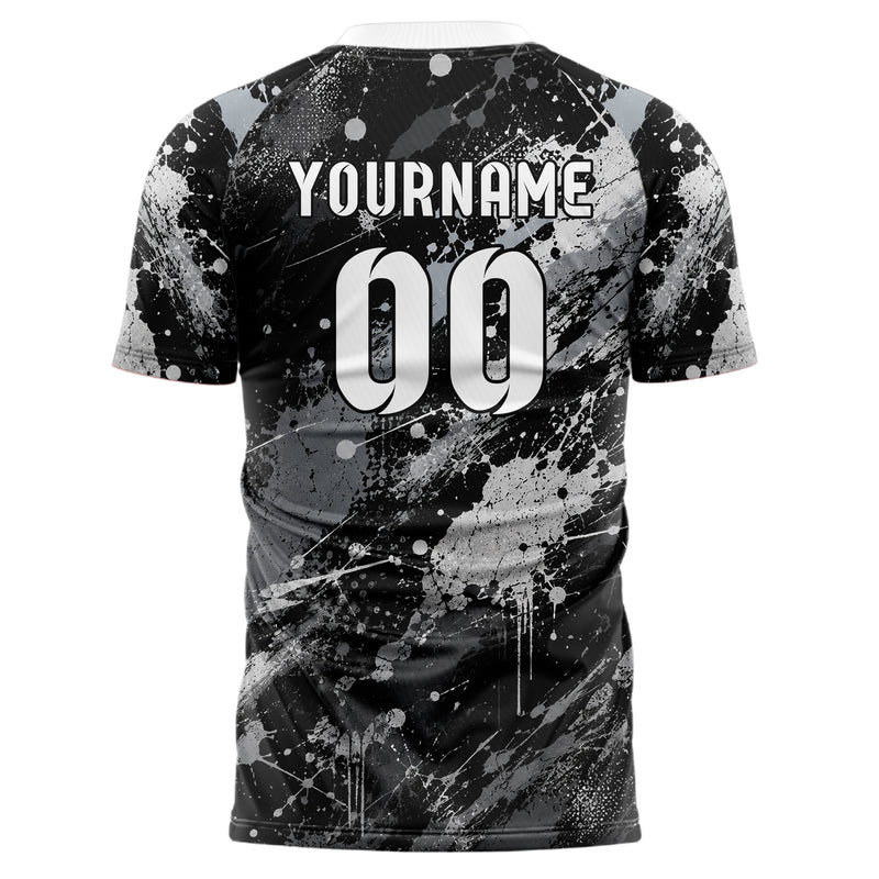 Schwarz klassisches Graffiti Spray Splatter Design 03-0336 individuelles Fußballtrikot back