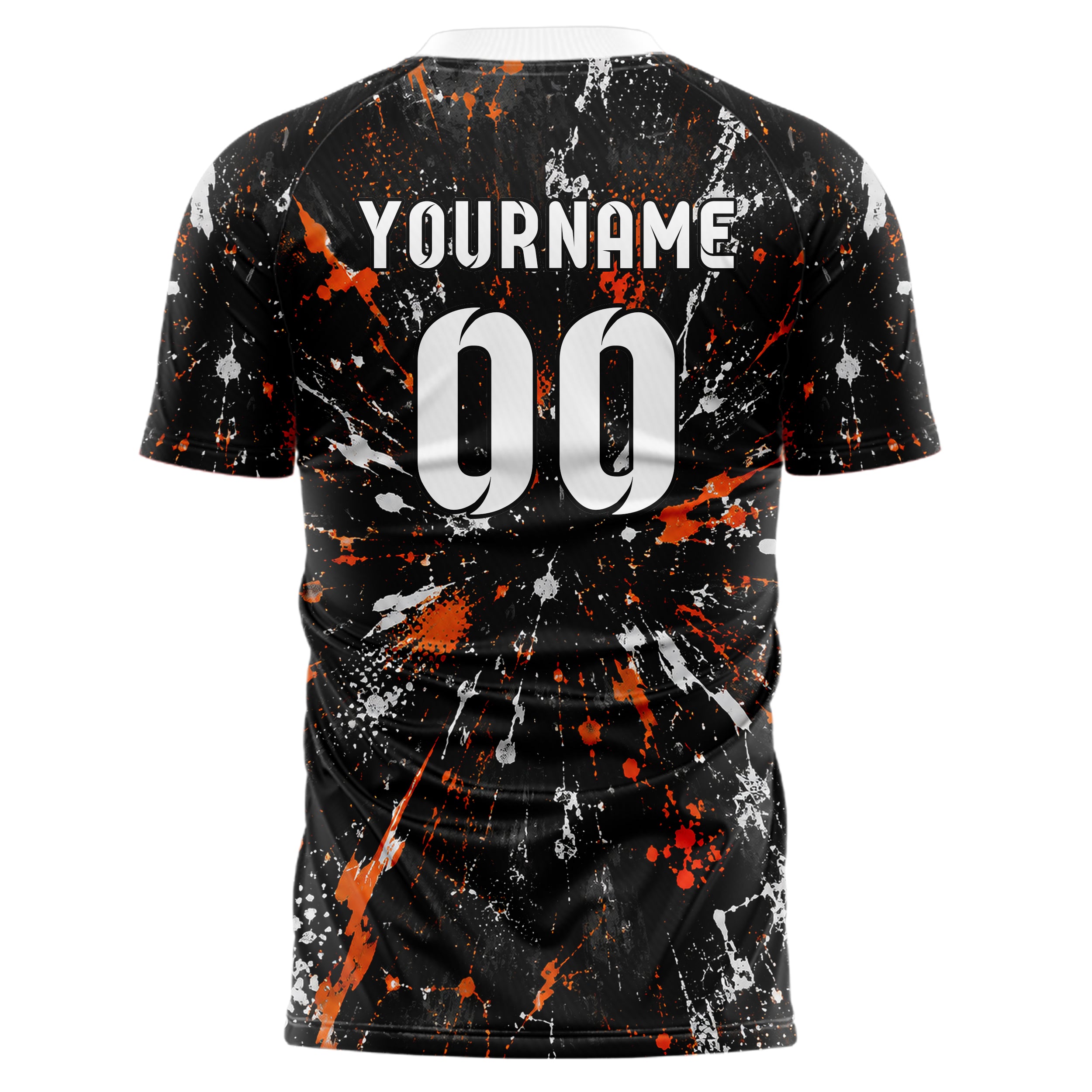 Schwarz dunkles Graffiti Center Burst Splatter Design 03-0223 individuelles Fußballtrikot back