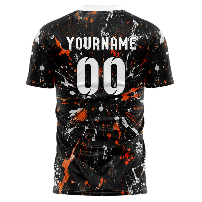 Schwarz dunkles Graffiti Center Burst Splatter Design 03-0223 individuelles Fußballtrikot back