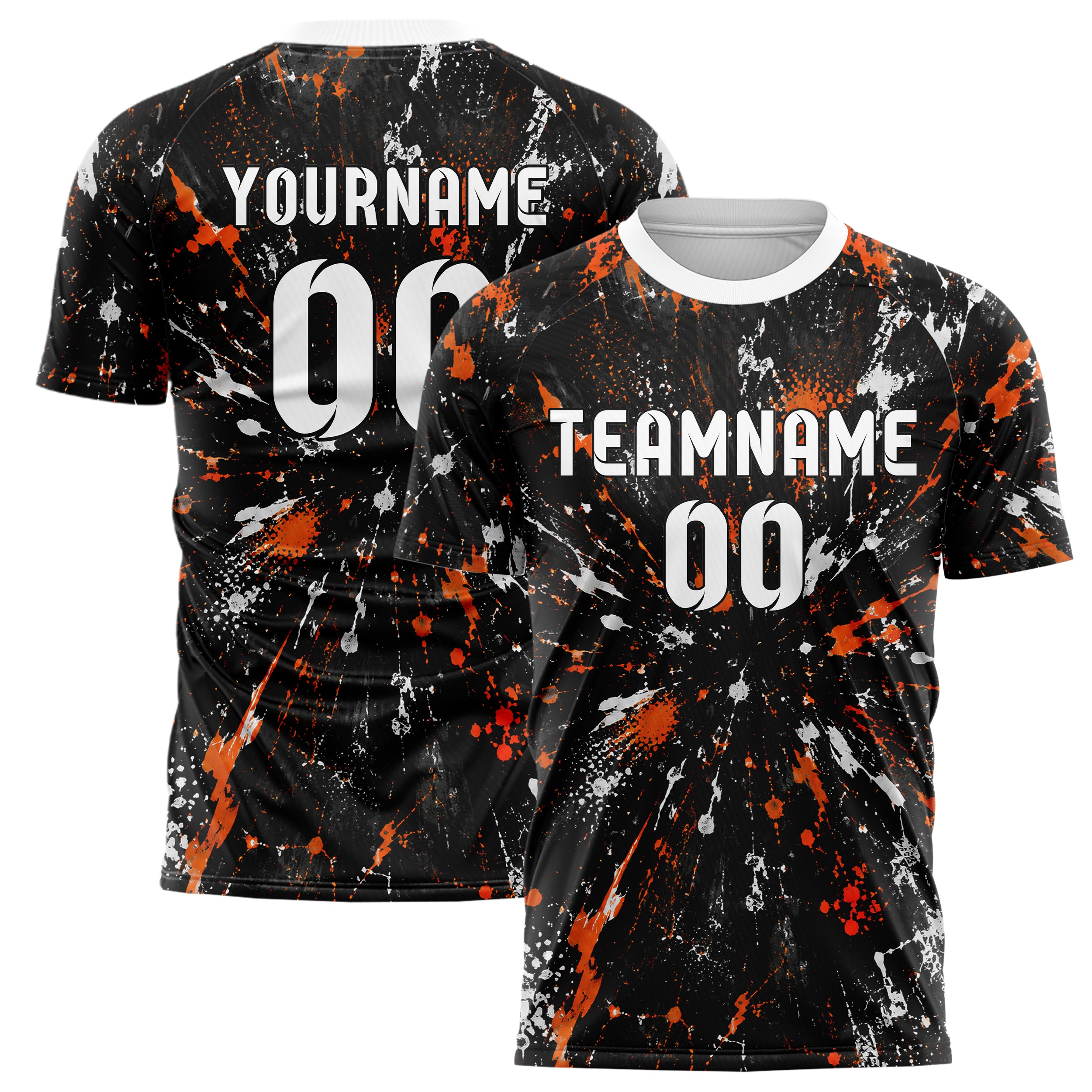Schwarz dunkles Graffiti Center Burst Splatter Design 03-0223 individuelles Fußballtrikot main