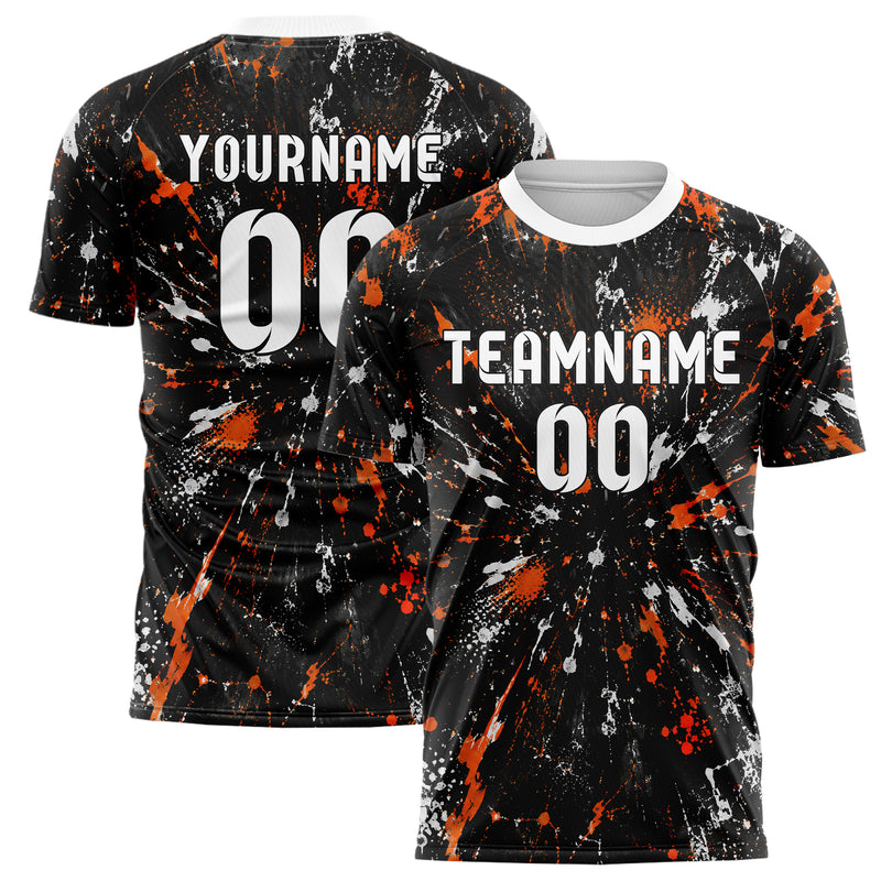 Schwarz dunkles Graffiti Center Burst Splatter Design 03-0223 individuelles Fußballtrikot main