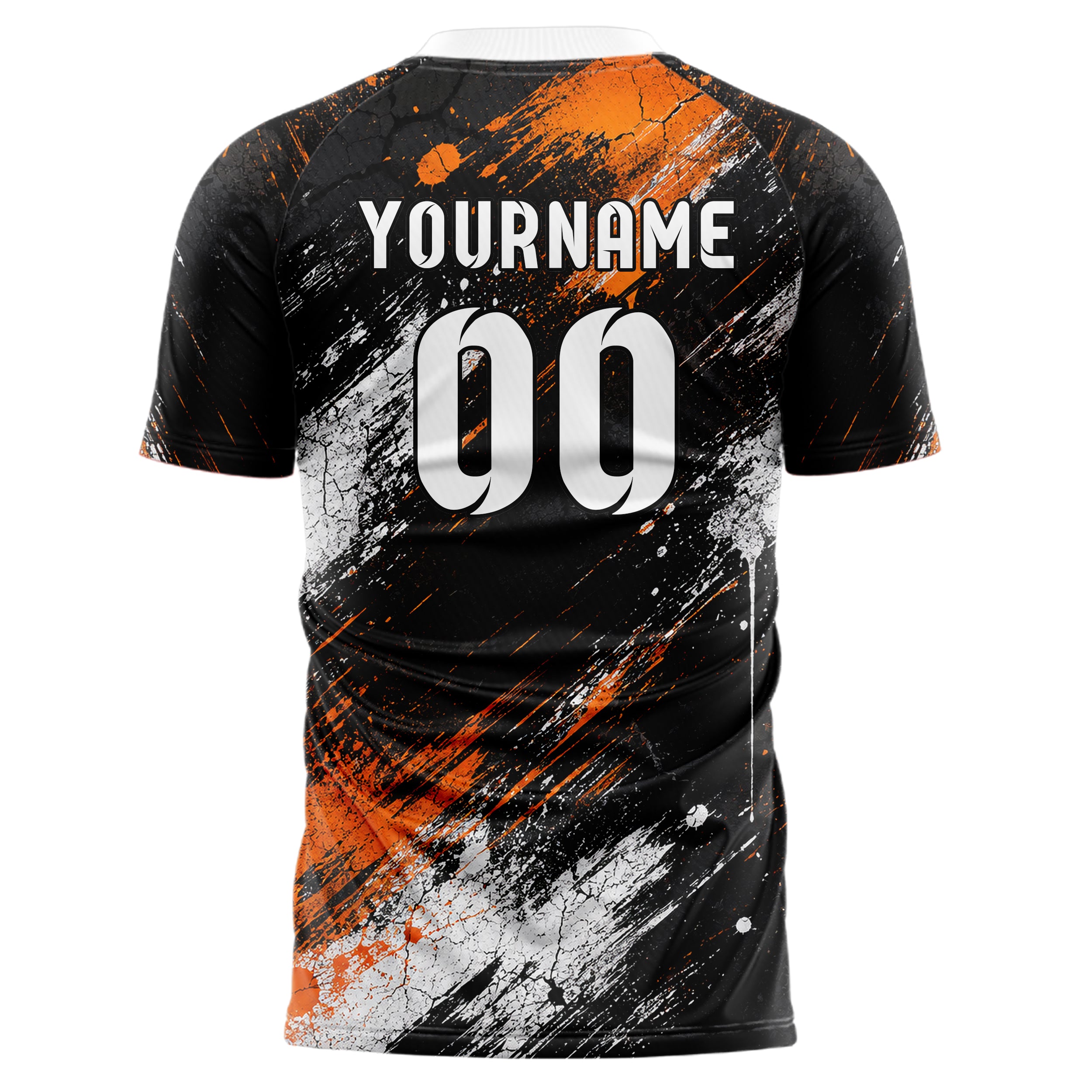 Schwarz dunkles Graffiti Cracked Texture Design 03-0274 individuelles Fußballtrikot back