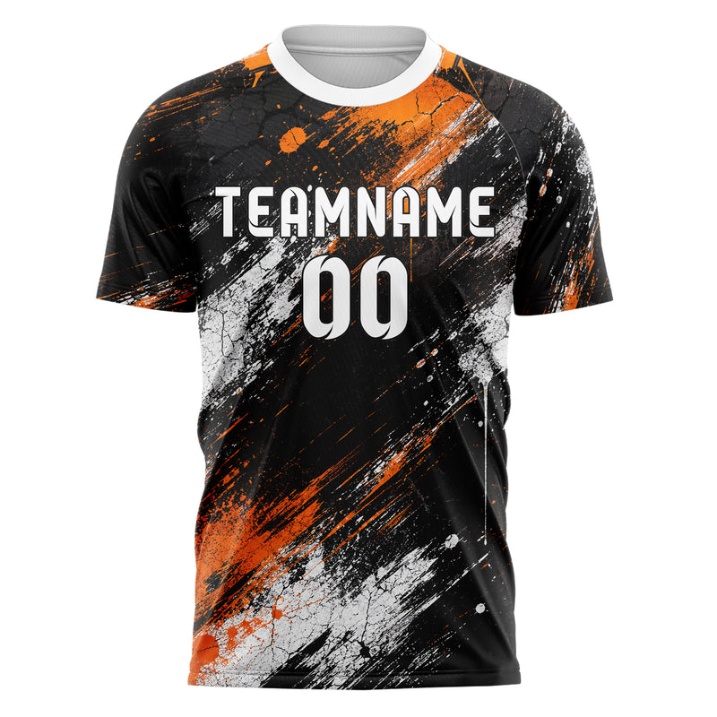 Schwarz dunkles Graffiti Cracked Texture Design 03-0274 individuelles Fußballtrikot front