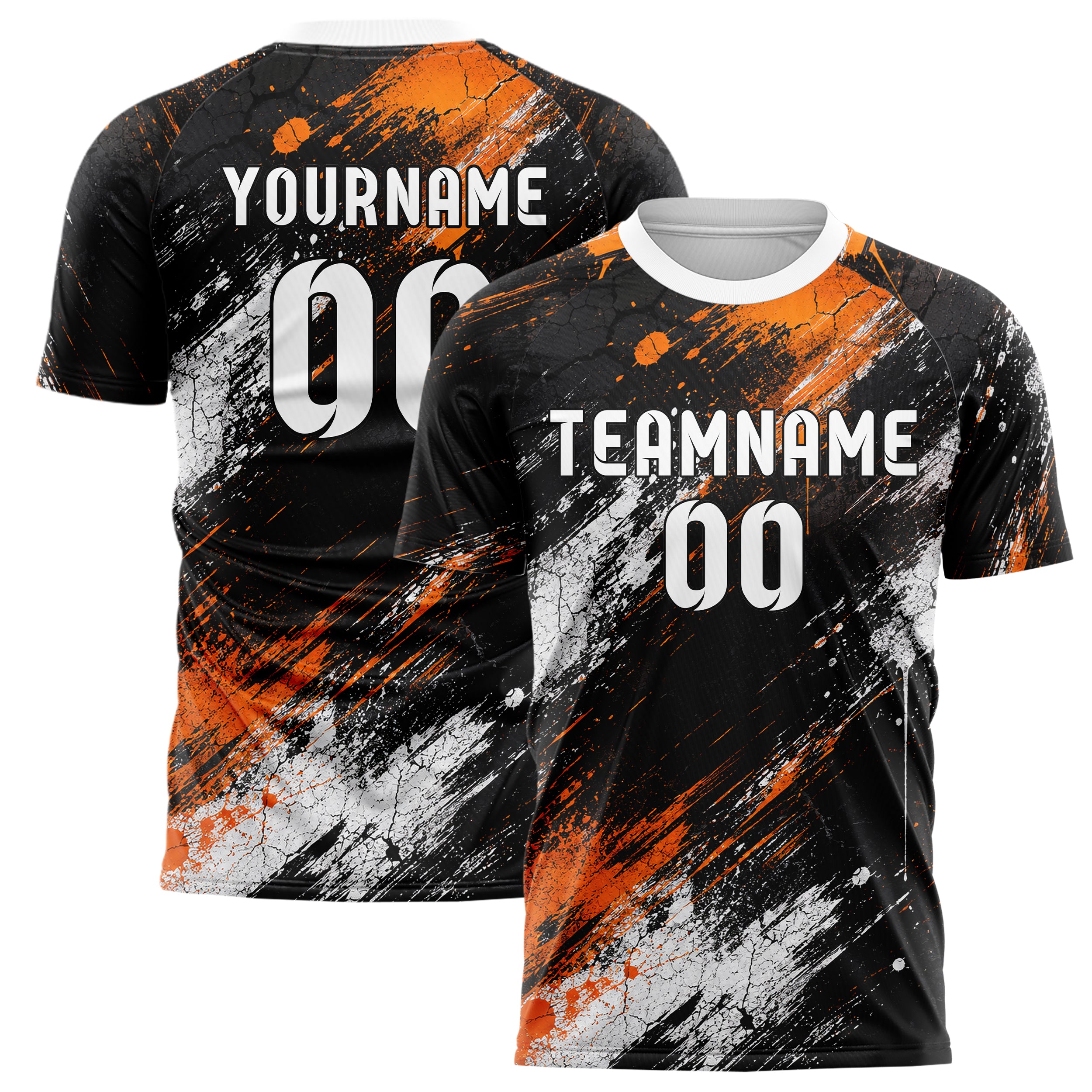 Schwarz dunkles Graffiti Cracked Texture Design 03-0274 individuelles Fußballtrikot main