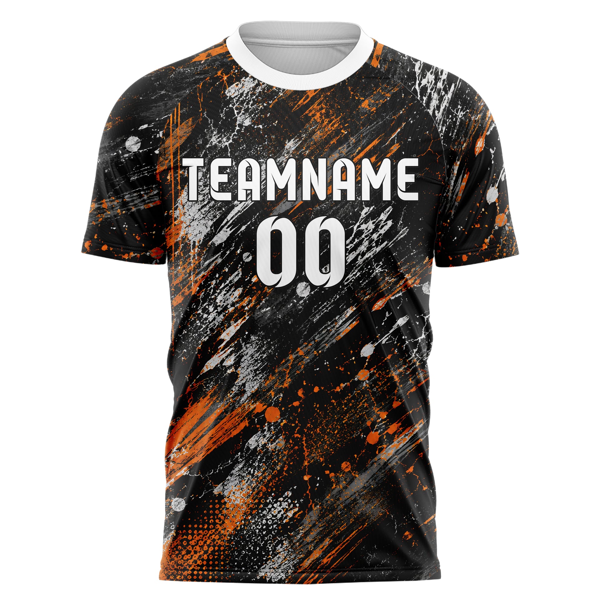 Schwarz dunkles Graffiti diagonal Paint Flow Design 03-0235 individuelles Fußballtrikot front