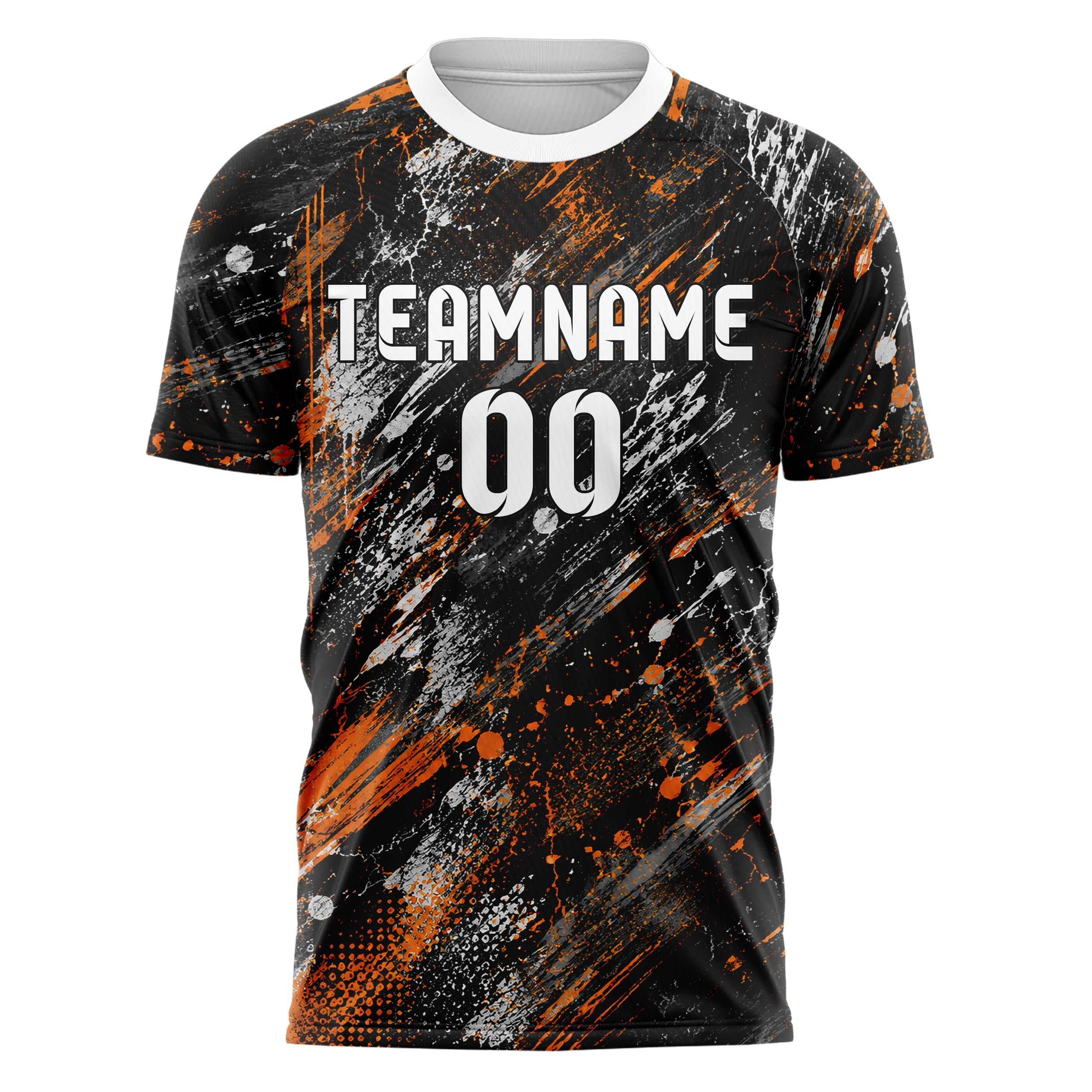 Schwarz dunkles Graffiti diagonal Paint Flow Design 03-0235 individuelles Fußballtrikot front