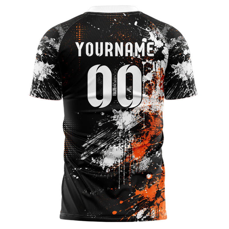 Schwarz dunkles Graffiti Spray Splatter Design 03-0112 individuelles Fußballtrikot back