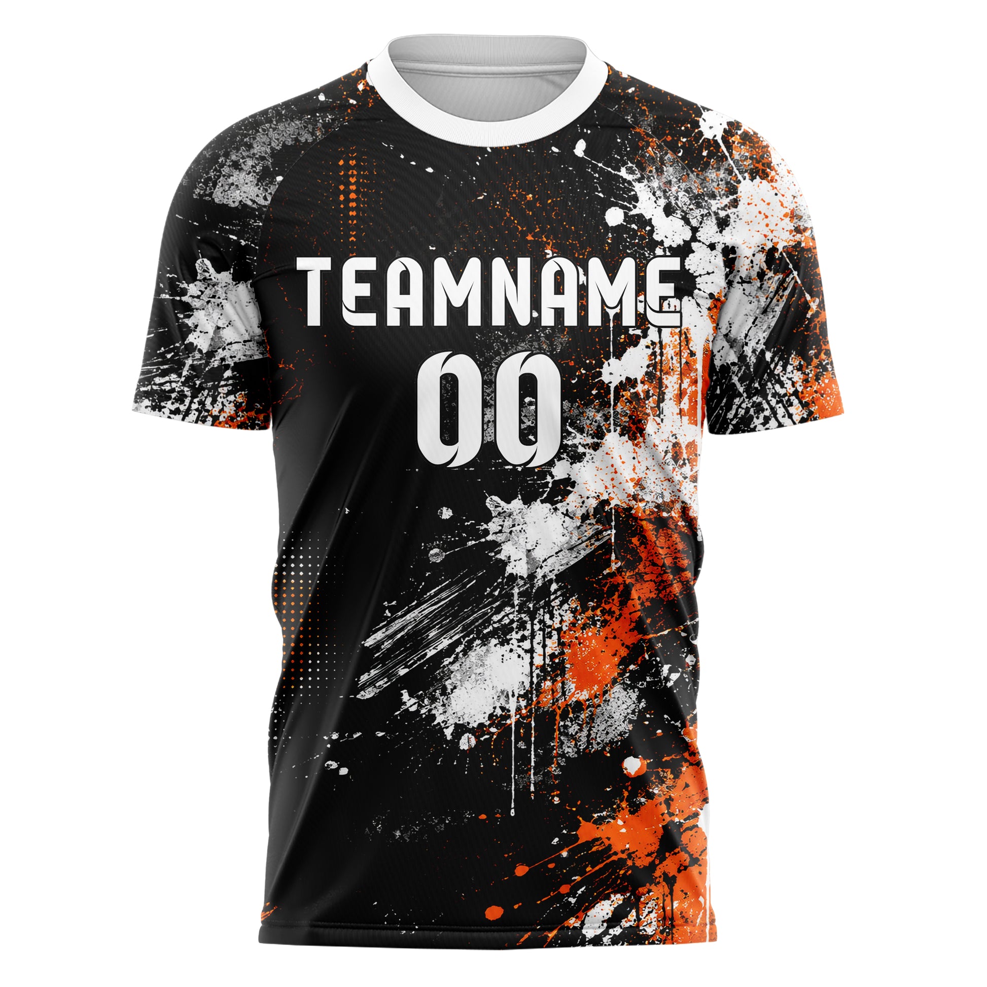 Schwarz dunkles Graffiti Spray Splatter Design 03-0112 individuelles Fußballtrikot front