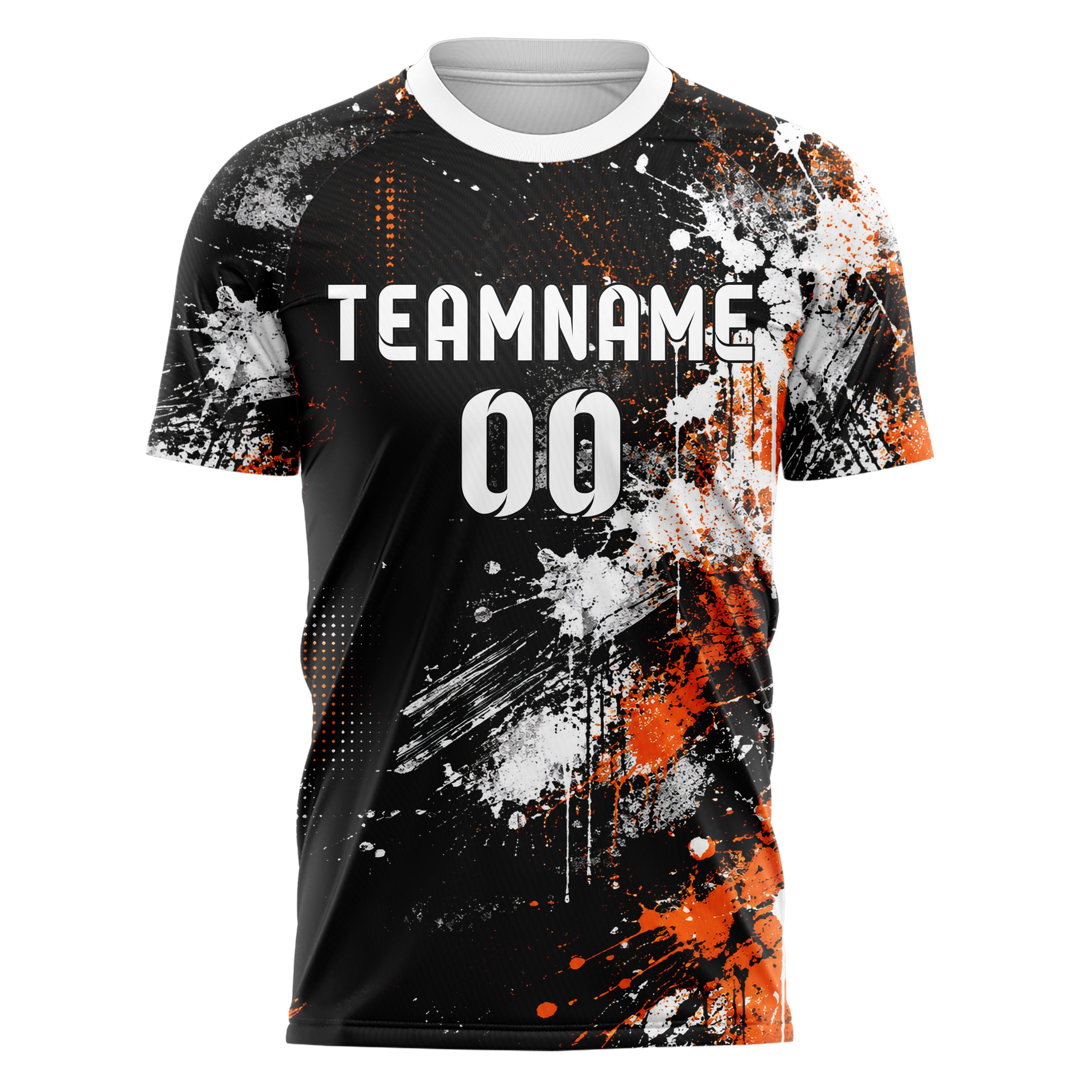 Schwarz dunkles Graffiti Spray Splatter Design 03-0112 individuelles Fußballtrikot front