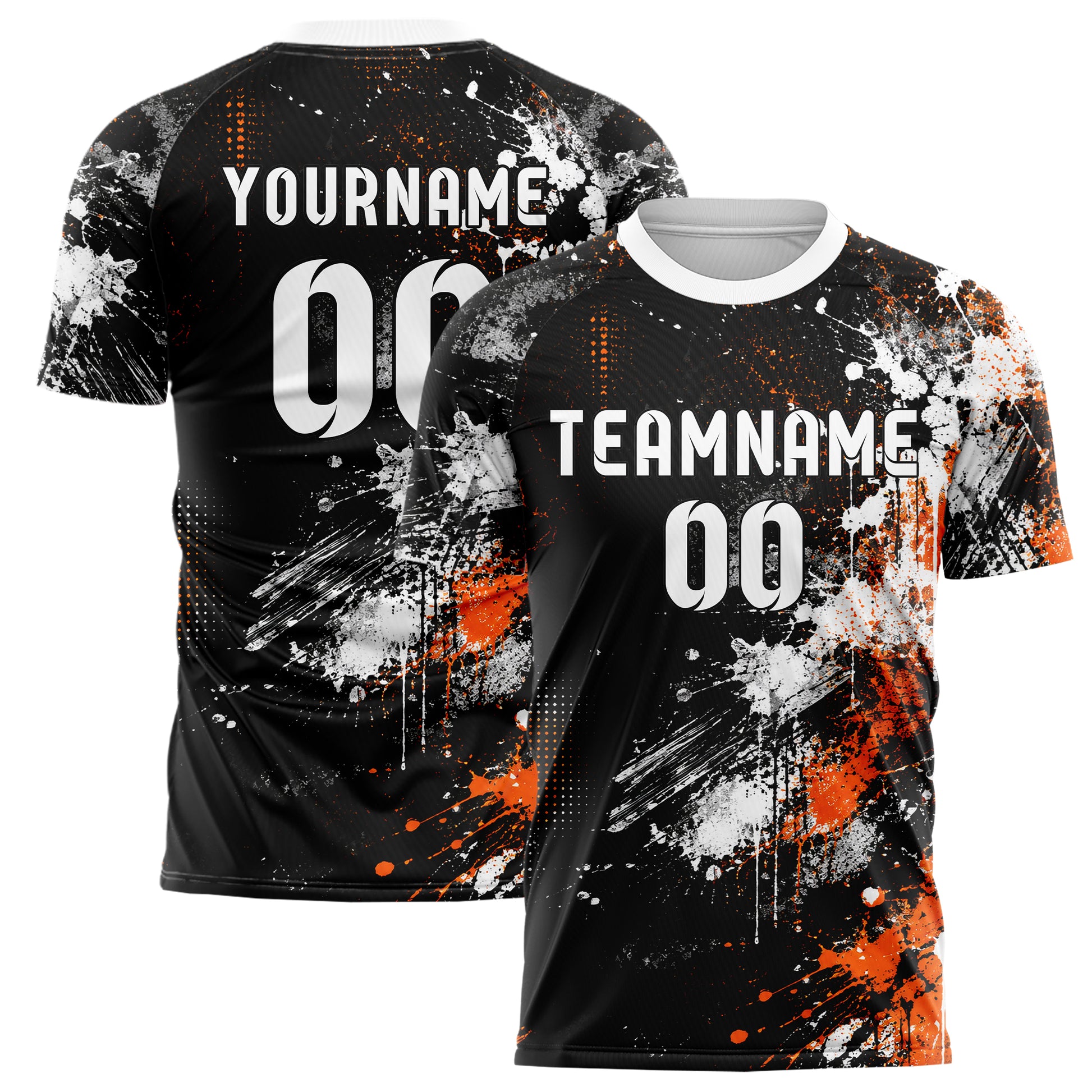 Schwarz dunkles Graffiti Spray Splatter Design 03-0112 individuelles Fußballtrikot main