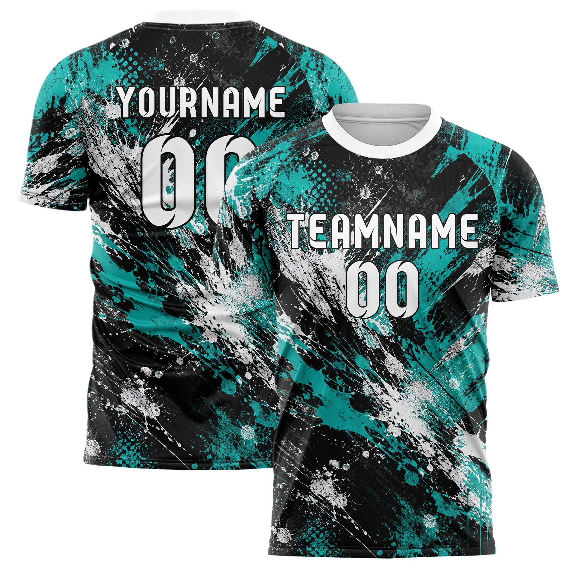 Schwarz lebendiges Graffiti Center Burst Splatter Design 03-0047 individuelles Fußballtrikot main