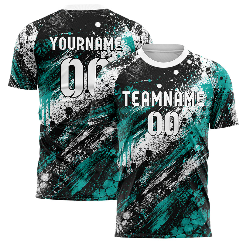 Schwarz lebendiges Graffiti Center Burst Splatter Design 03-0191 individuelles Fußballtrikot main