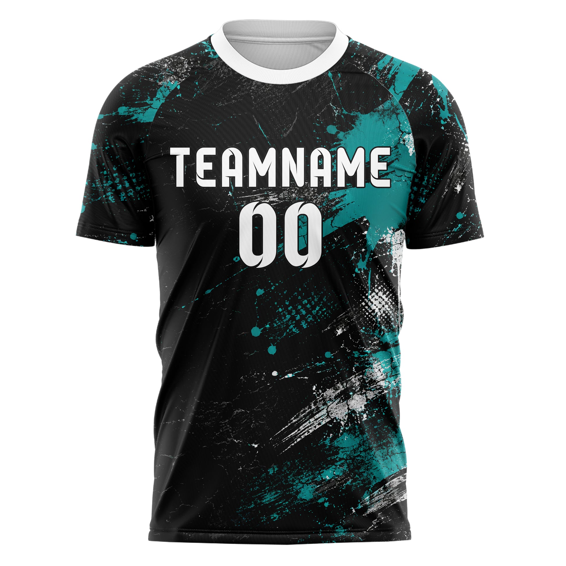 Schwarz lebendiges Graffiti Cracked Texture Design 03-0218 individuelles Fußballtrikot front