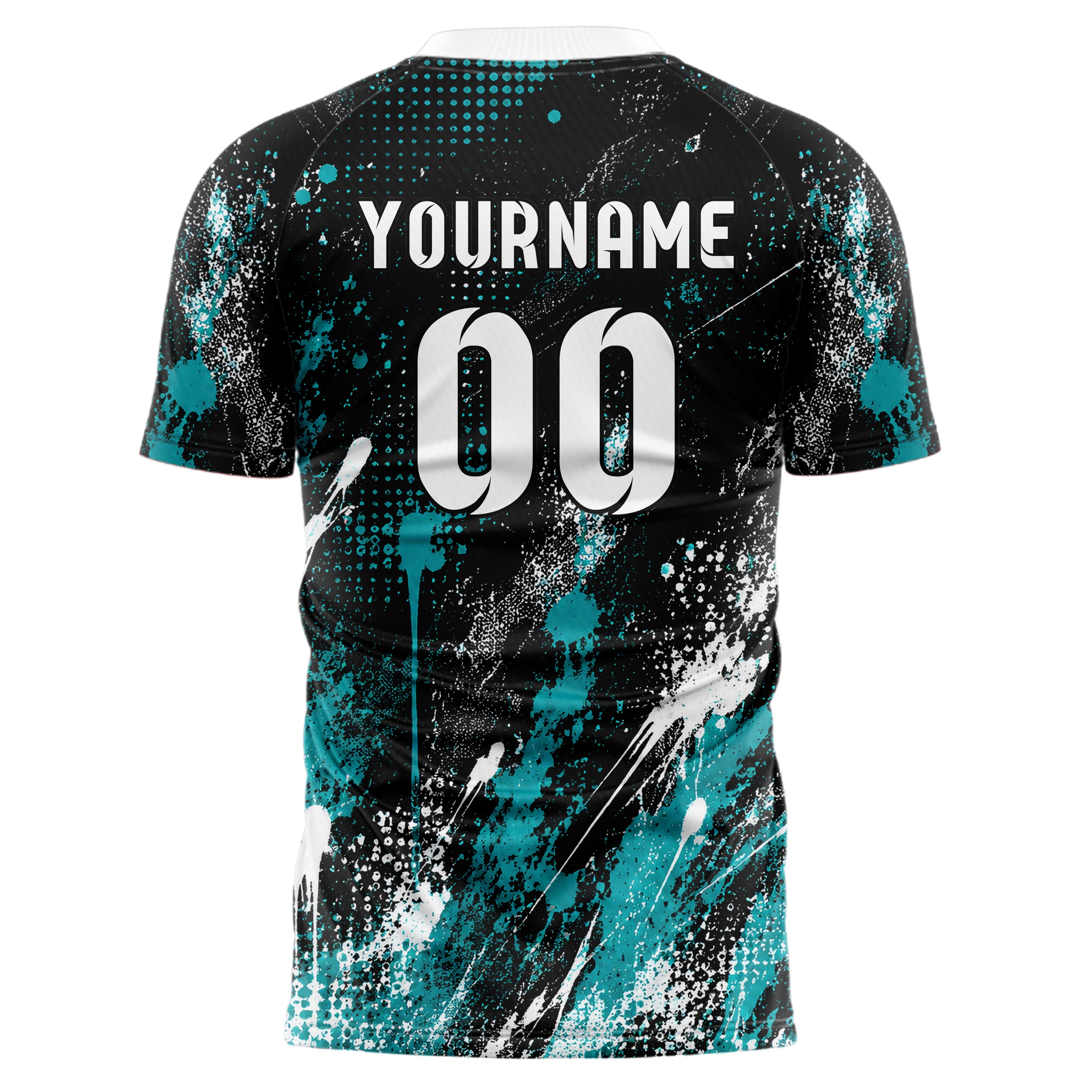 Schwarz lebendiges Graffiti diagonal Paint Flow Design 03-0011 individuelles Fußballtrikot back