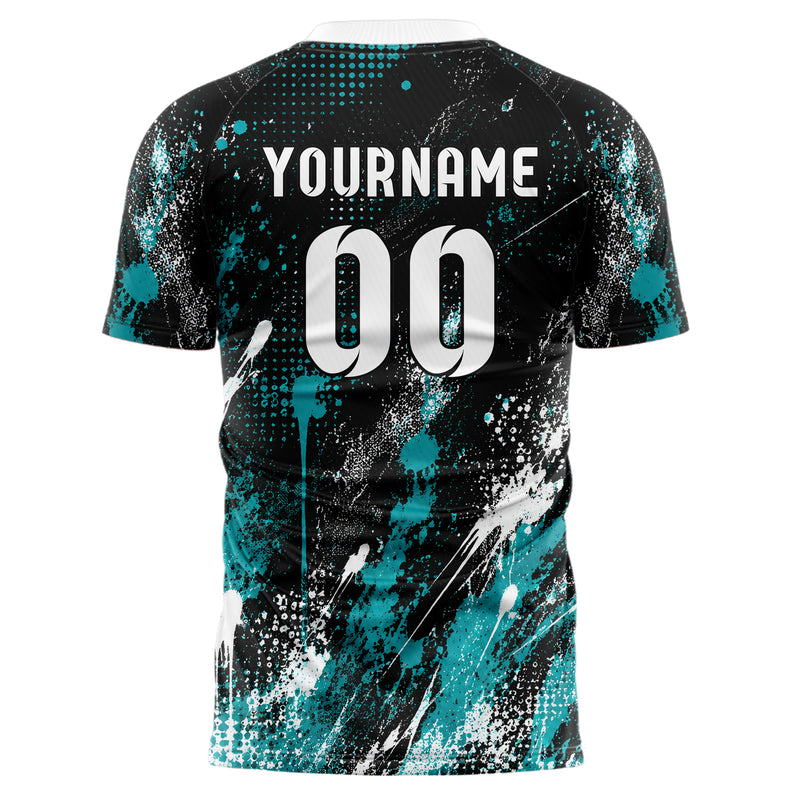 Schwarz lebendiges Graffiti diagonal Paint Flow Design 03-0011 individuelles Fußballtrikot back