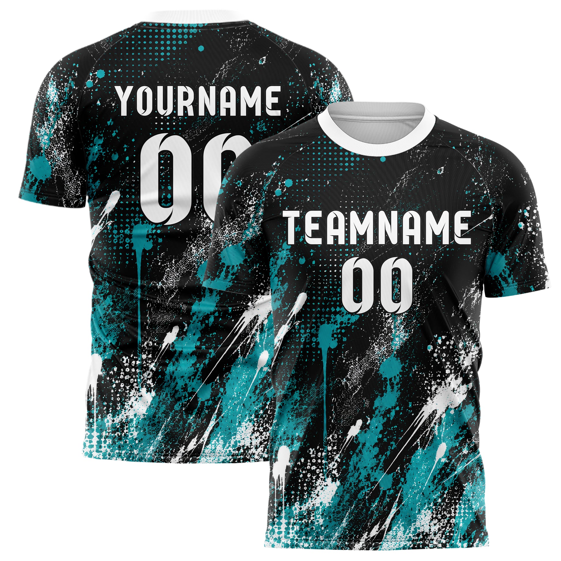 Schwarz lebendiges Graffiti diagonal Paint Flow Design 03-0011 individuelles Fußballtrikot main